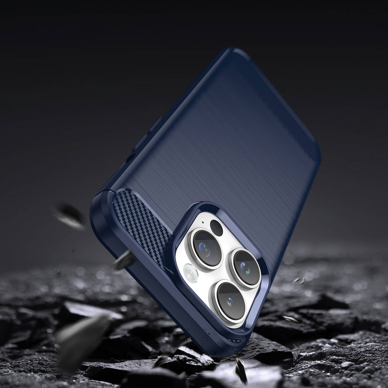 Carbon Kotelo iPhone 14 Pro Max joustava geeli takakuori sininen