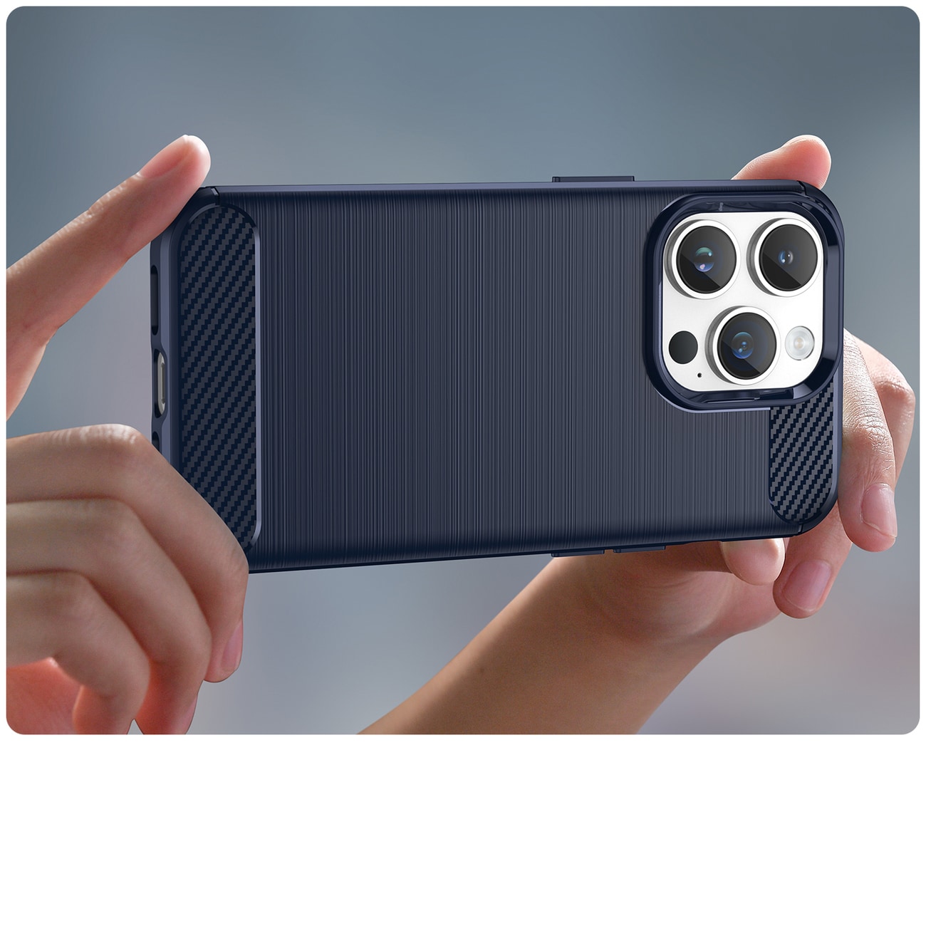 Carbon Kotelo iPhone 14 Pro Max joustava geeli takakuori sininen
