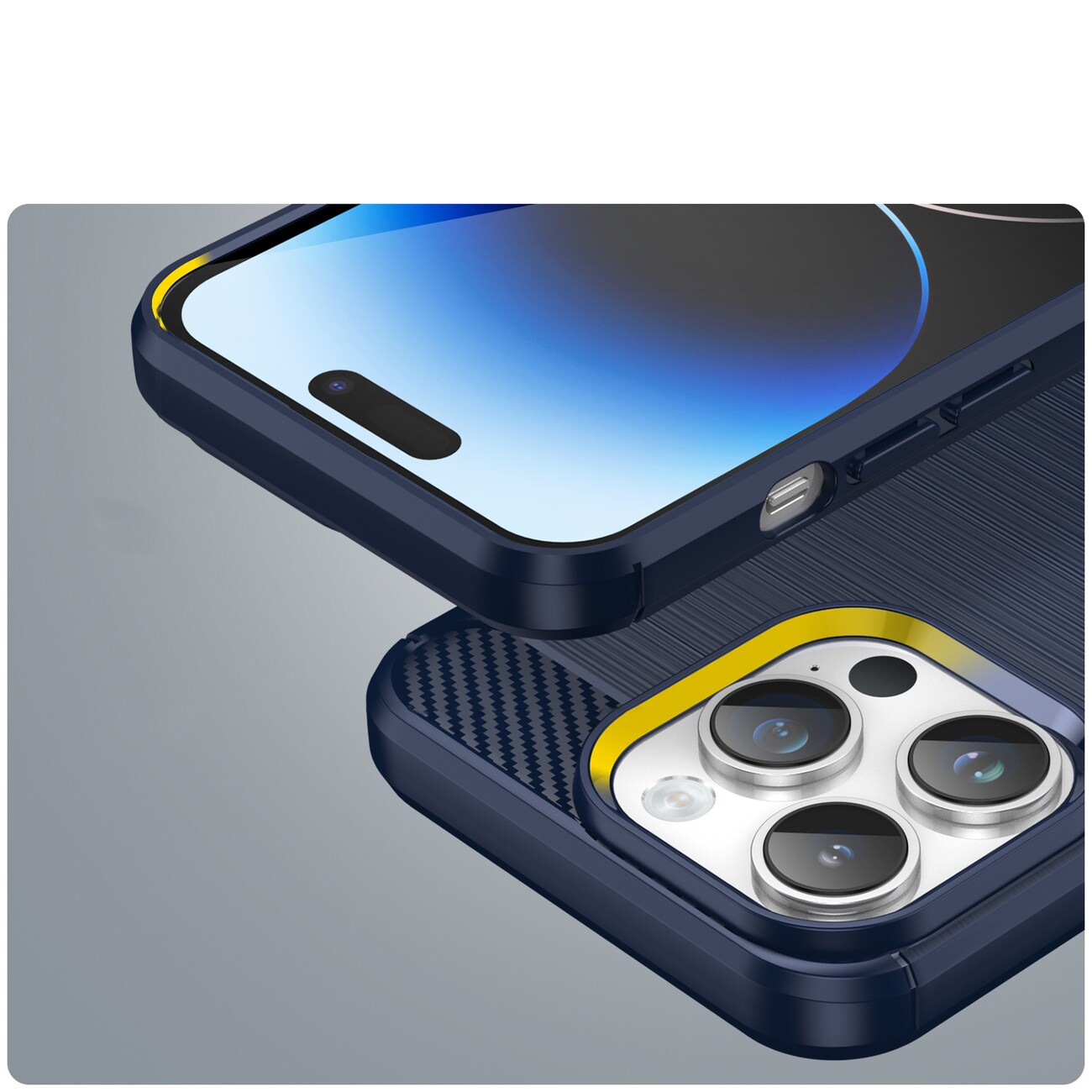 Carbon Kotelo iPhone 14 Pro Max joustava geeli takakuori sininen