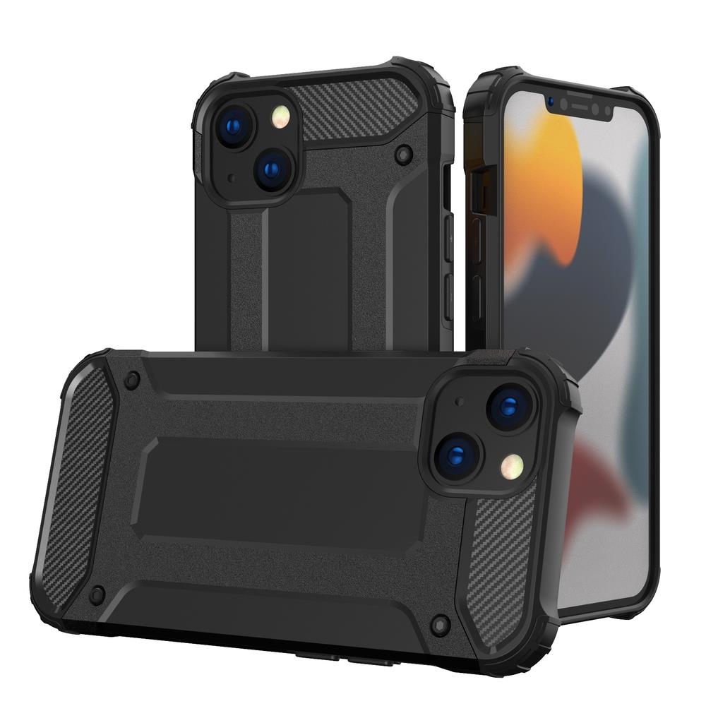 Hybrid Armor tapauksessa iPhone 14 Plus panssaroitu hybridi tapauksessa musta