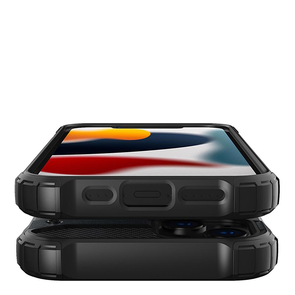 Hybrid Armor tapauksessa iPhone 14 Plus panssaroitu hybridi tapauksessa musta