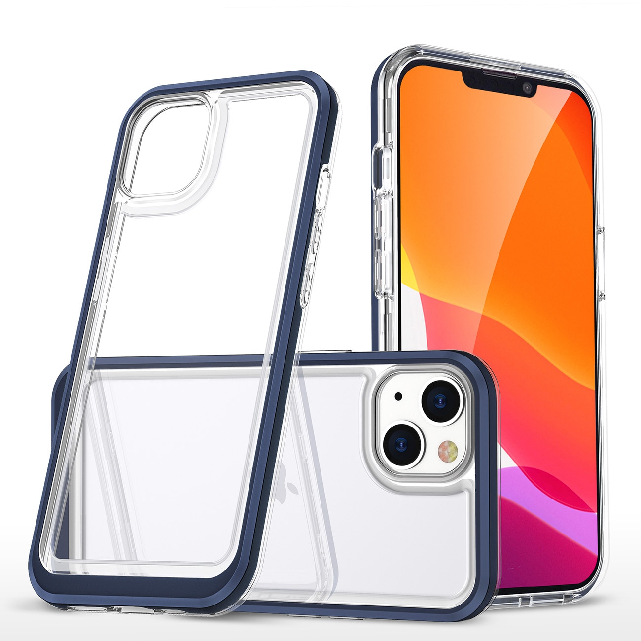 Kirkas 3in1 tapauksessa iPhone 14 Plus silikoni kansi kehys sininen