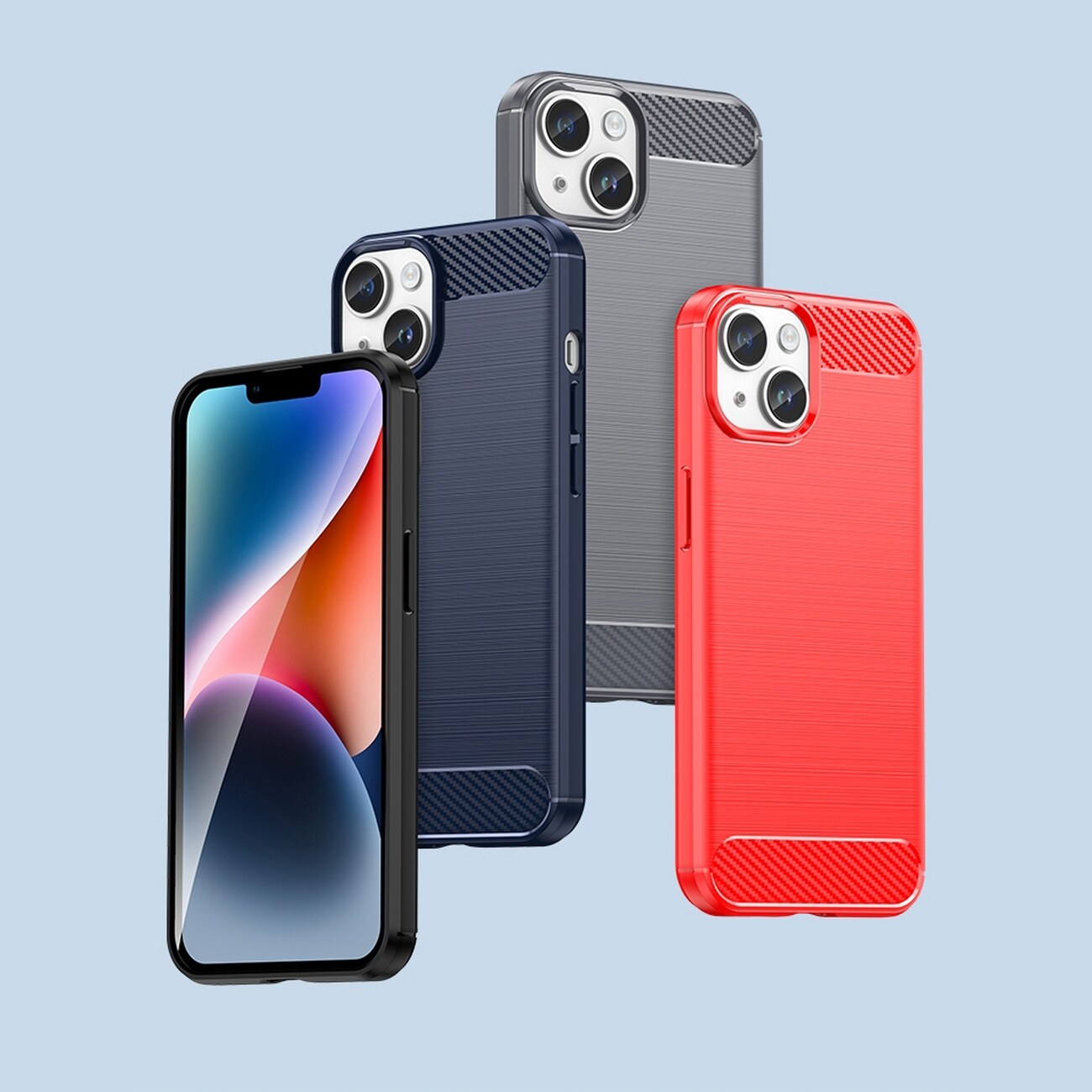 Carbon Case iPhone 14 tapauksessa joustava geeli takaisin kansi sininen