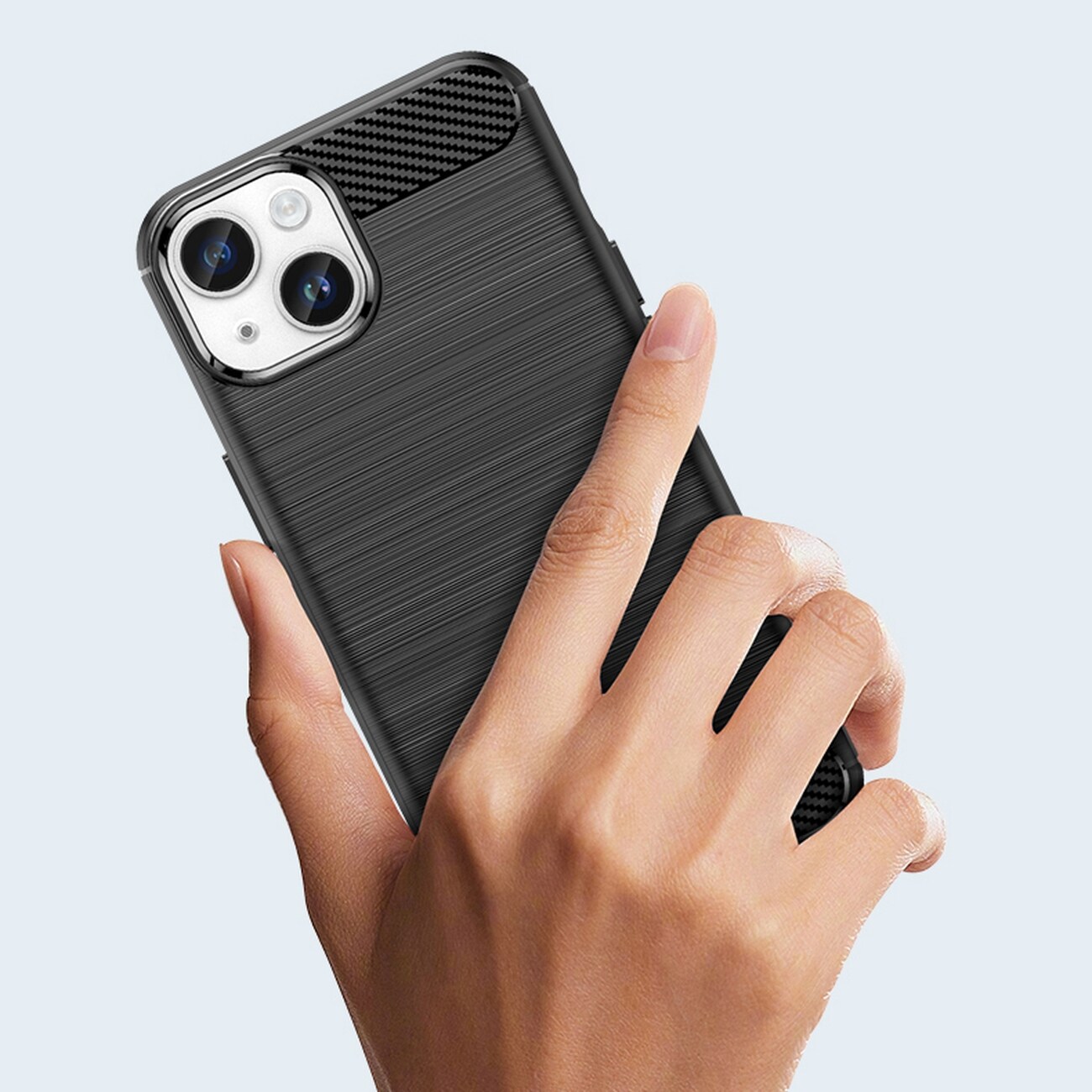 Carbon Case iPhone 14 tapauksessa joustava geeli takaisin kansi sininen