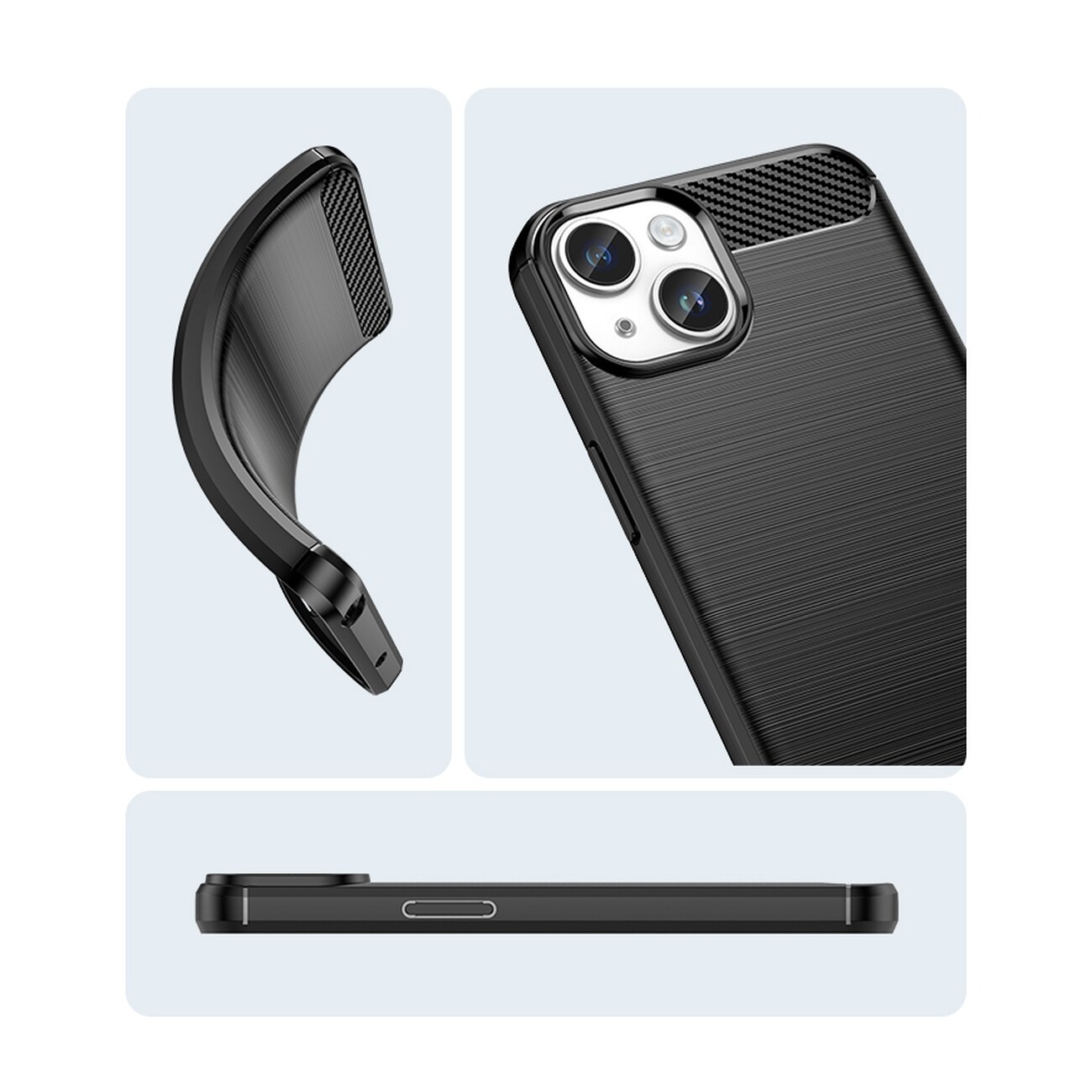 Carbon Case iPhone 14 tapauksessa joustava geeli takaisin kansi sininen