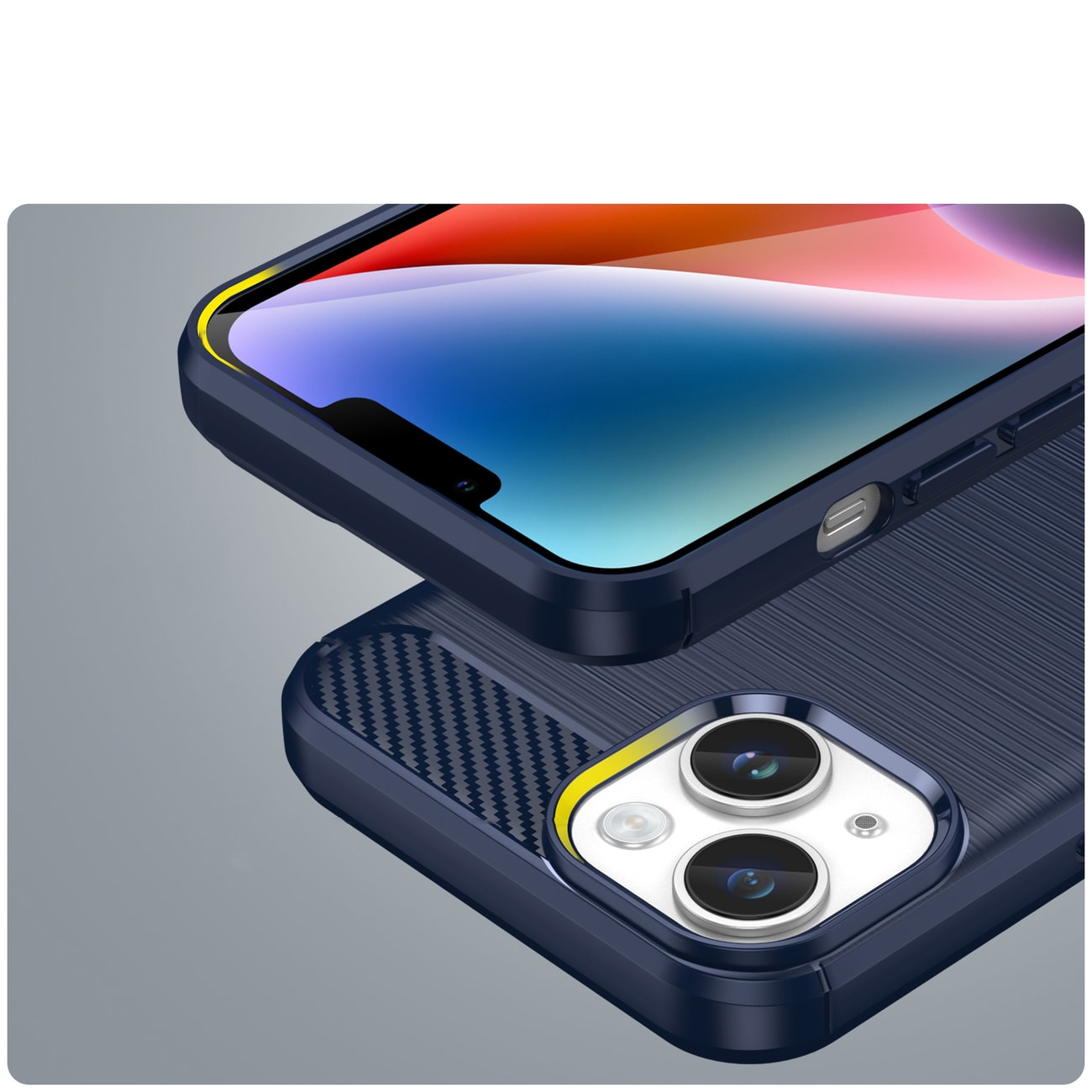Carbon Case iPhone 14 tapauksessa joustava geeli takaisin kansi sininen
