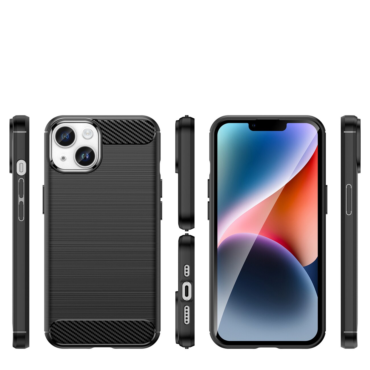 Carbon Kotelo iPhone 14 Plus joustava geeli takakuori musta