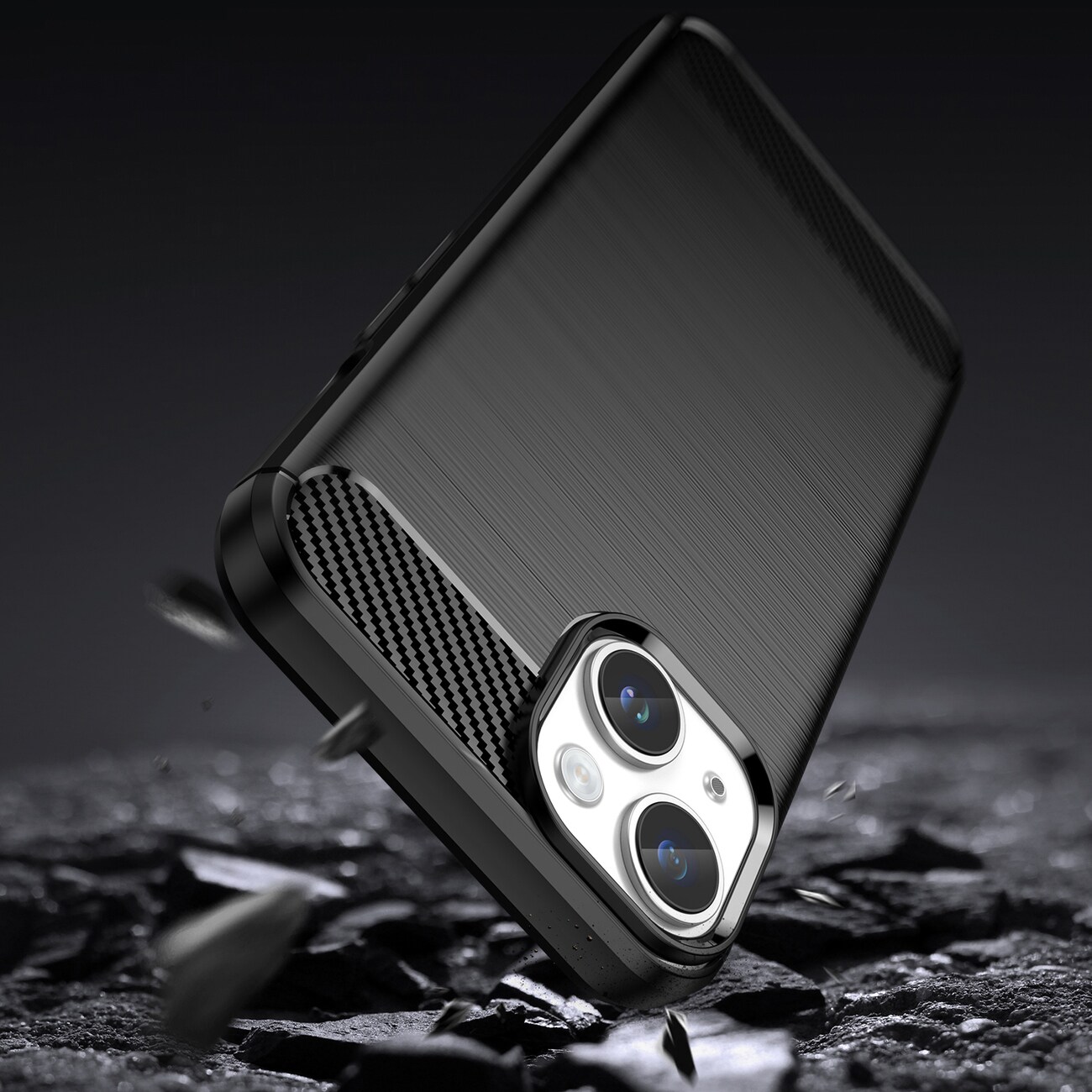Carbon Kotelo iPhone 14 Plus joustava geeli takakuori musta