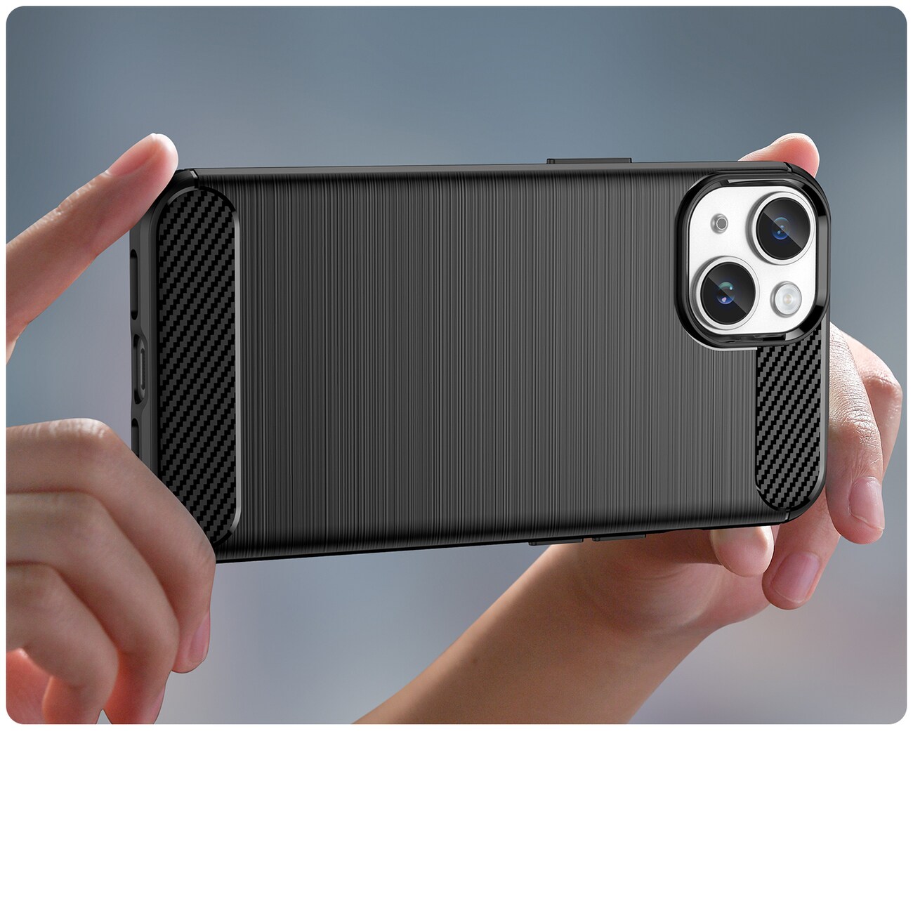 Carbon Kotelo iPhone 14 Plus joustava geeli takakuori musta