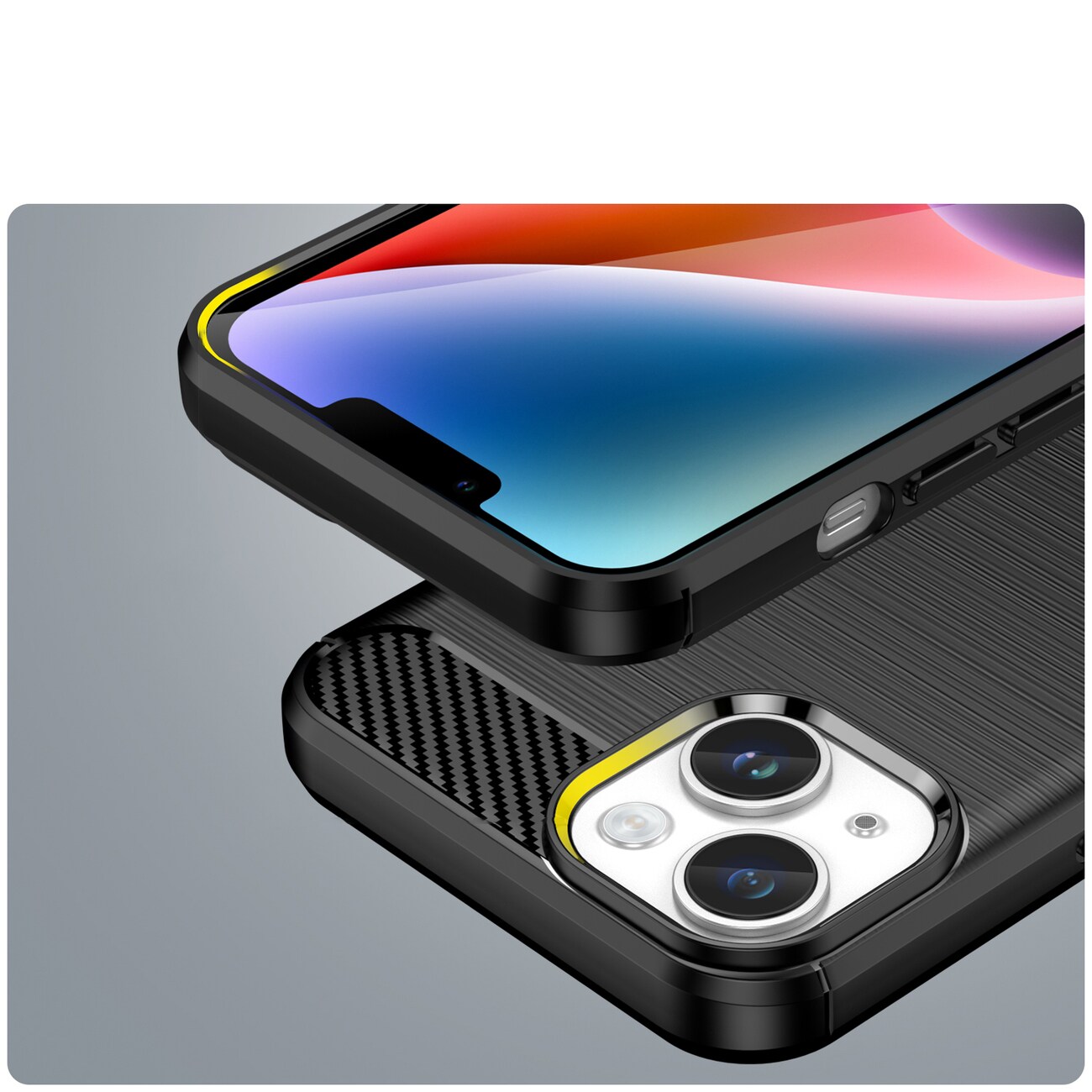 Carbon Kotelo iPhone 14 Plus joustava geeli takakuori musta