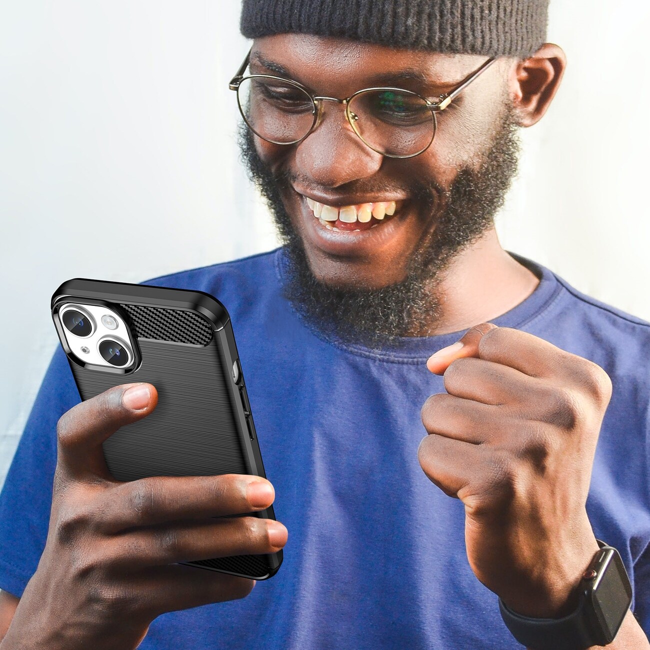 Carbon Kotelo iPhone 14 Plus joustava geeli takakuori musta