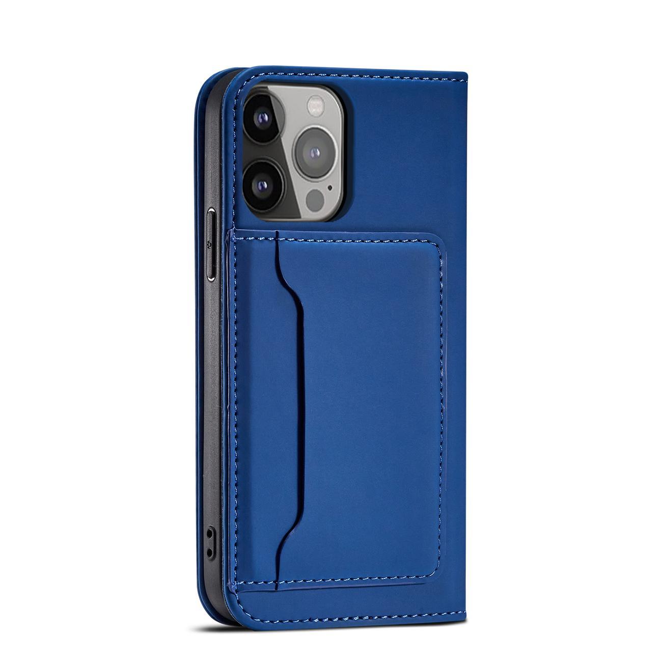 Magnet Korttikotelo tapauksessa iPhone 14 flip kansi lompakko jalusta sininen