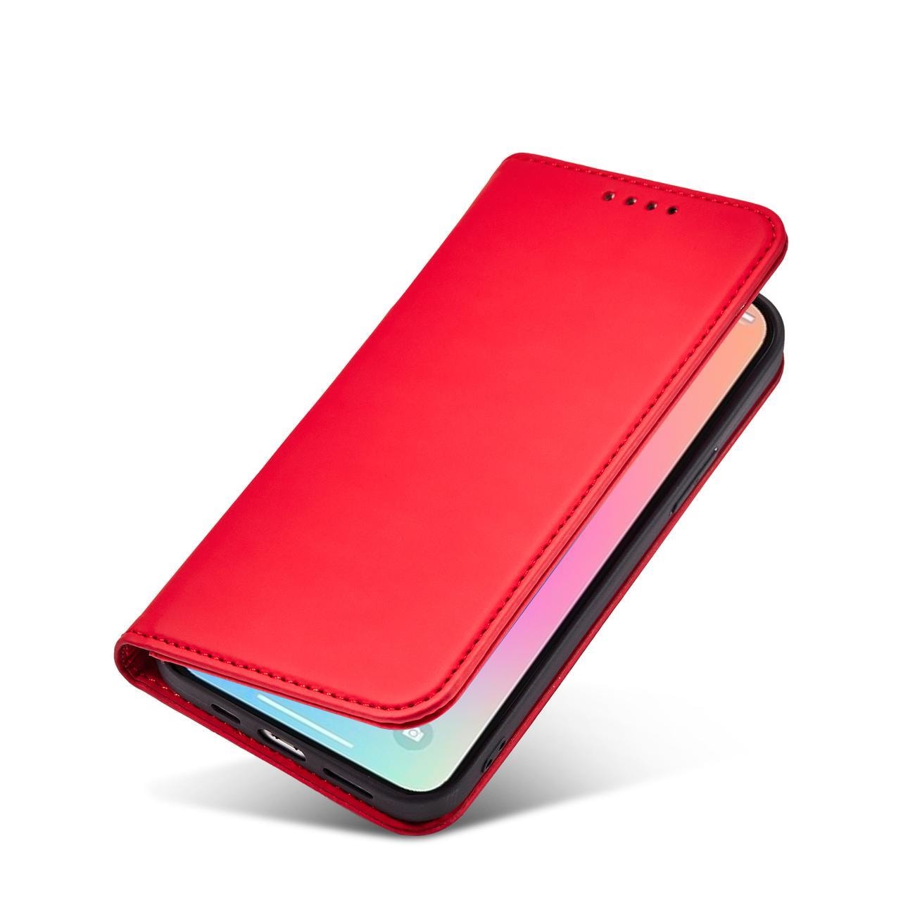 Magnet Korttikotelo tapauksessa iPhone 14 Pro flip kansi lompakko jalusta punainen