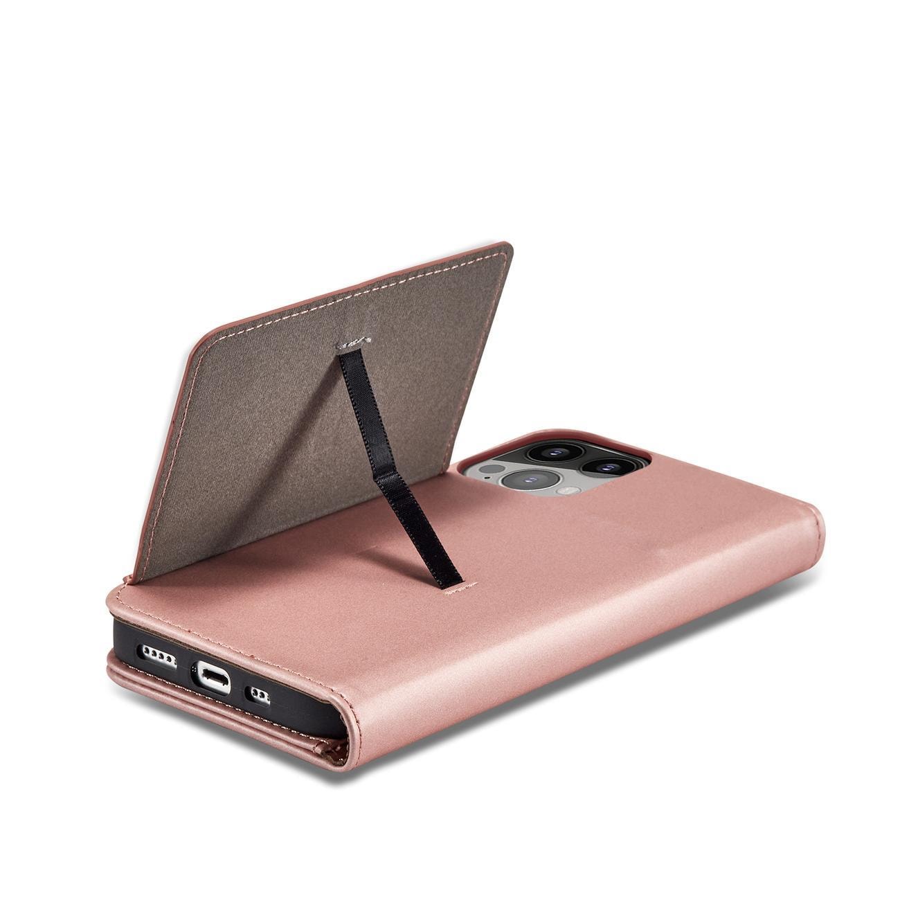 Magnet Korttikotelo tapauksessa iPhone 14 Pro flip kansi lompakko jalusta vaaleanpunainen