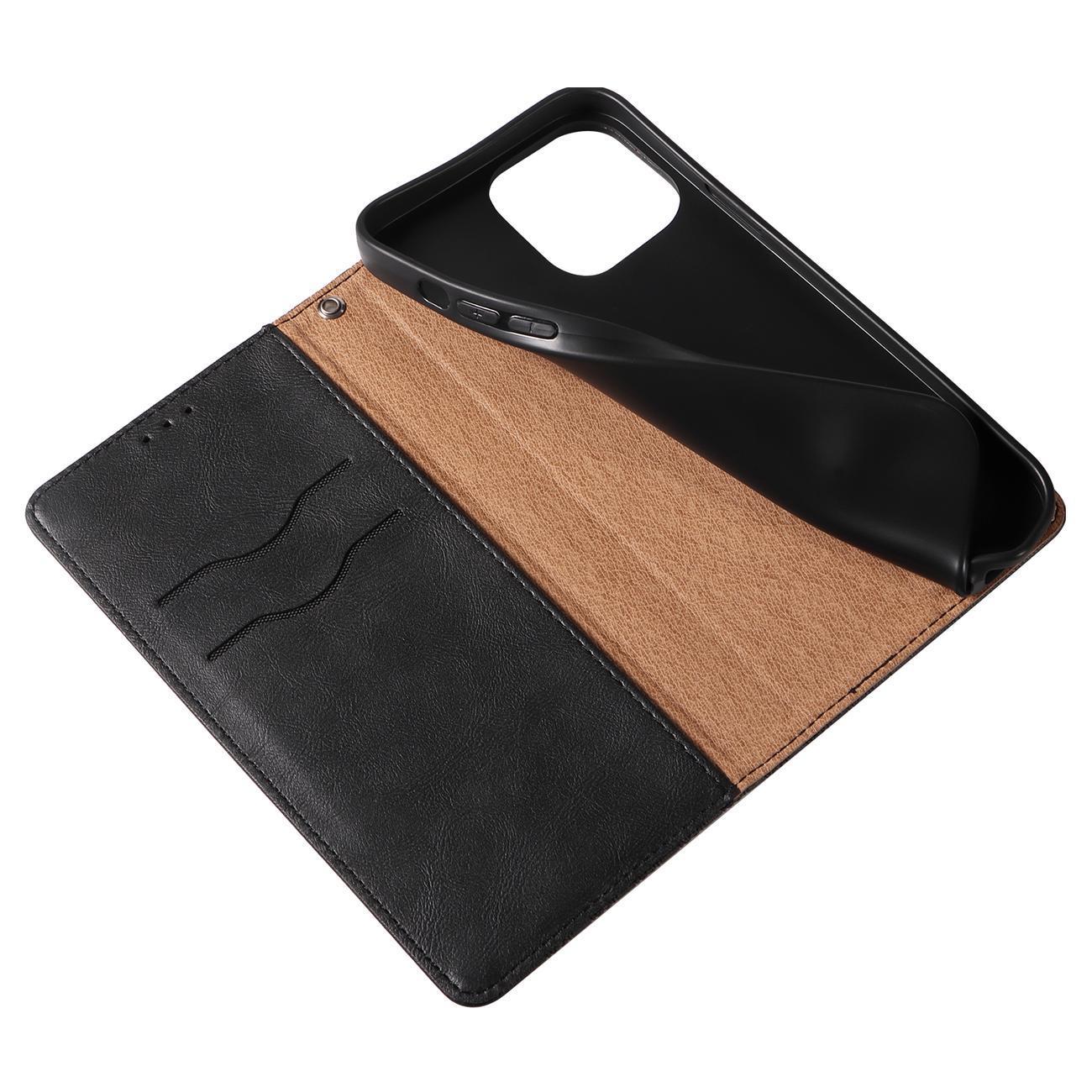 Magnet Hihna Kotelo iPhone 14 Flip Lompakko Mini Lanyard Stand Musta