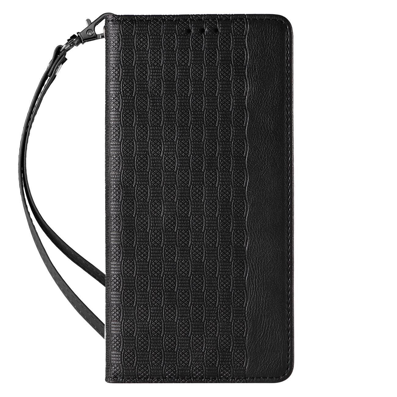 Magnet Hihna Kotelo iPhone 14 Flip Lompakko Mini Lanyard Stand Musta