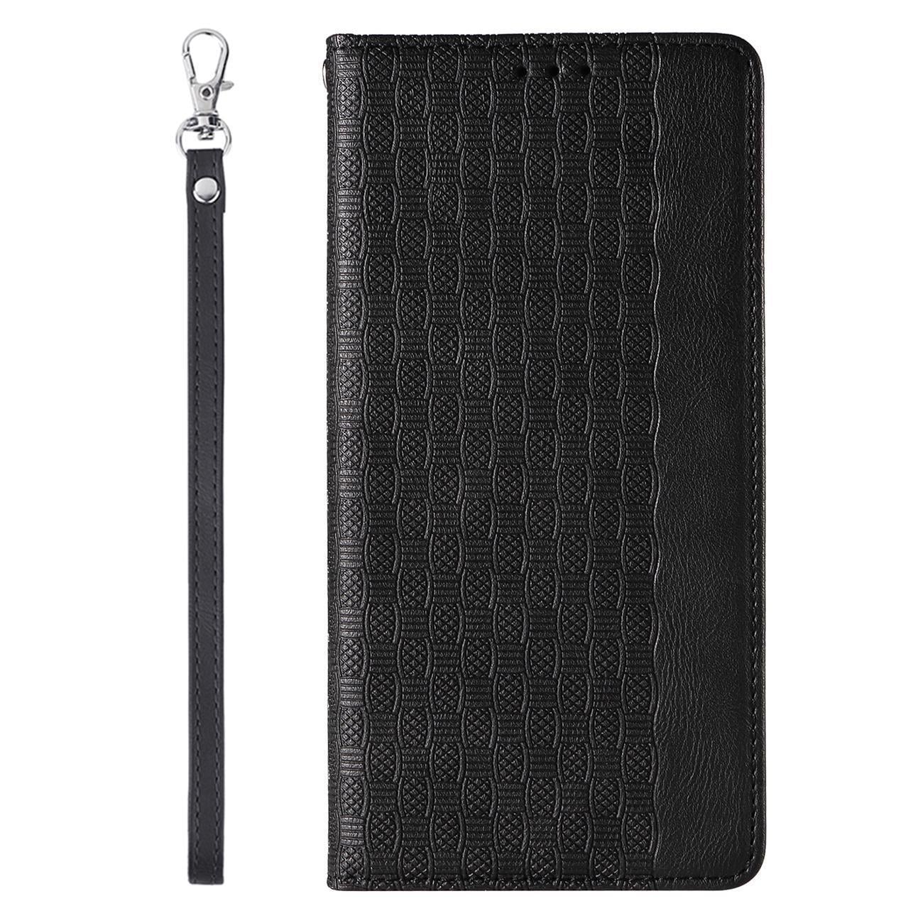 Magnet Hihna Kotelo iPhone 14 Flip Lompakko Mini Lanyard Stand Musta