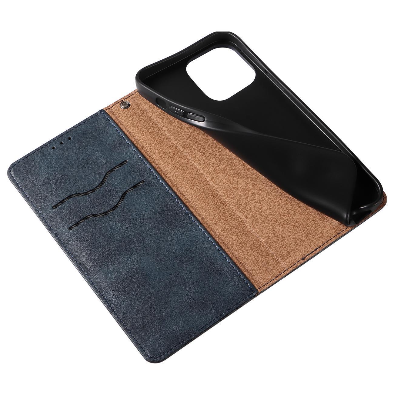 Magnet Hihna Kotelo Kotelo iPhone 14 Flip Lompakko Mini Lanyard Stand Sininen
