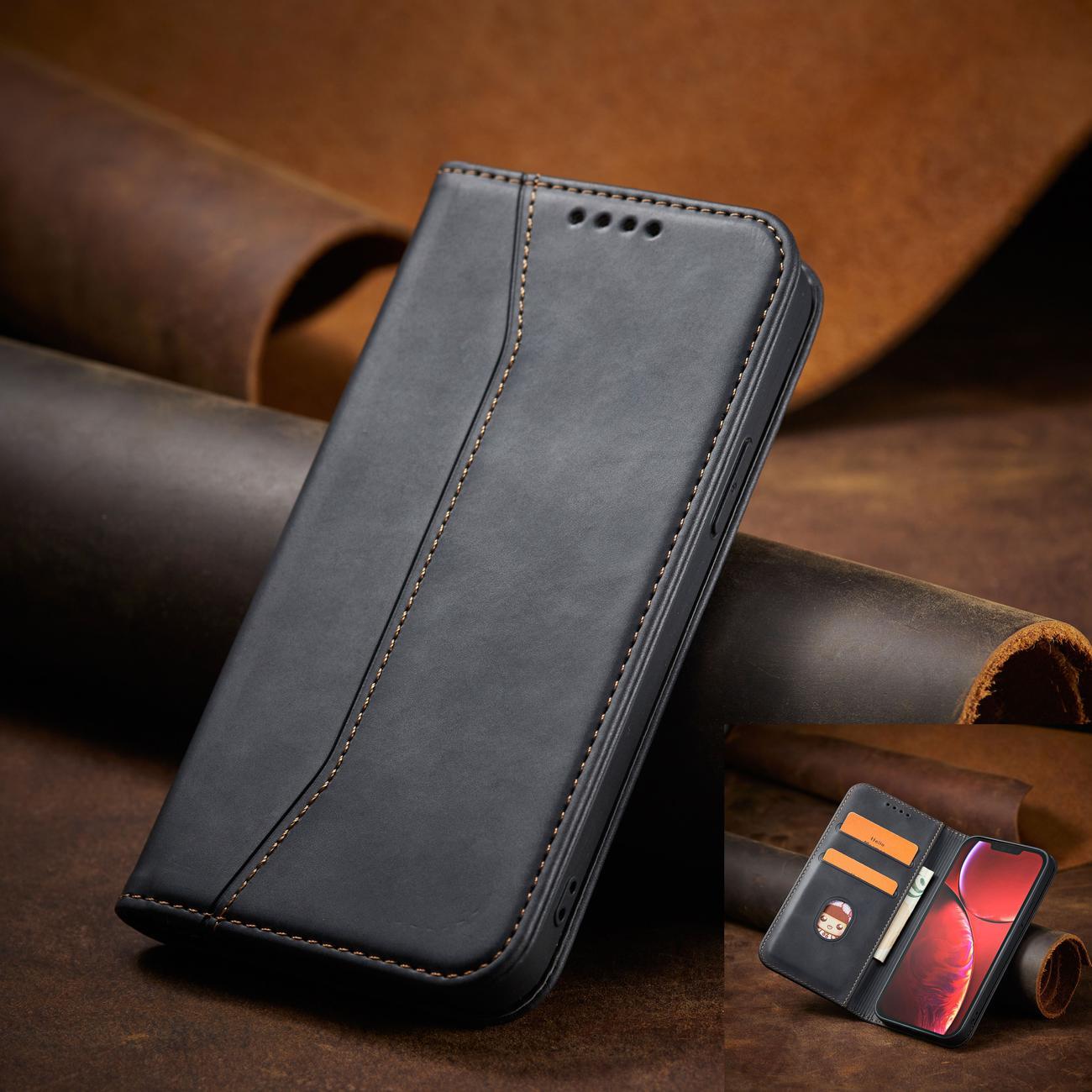 Magnet Fancy Case tapauksessa iPhone 14 Pro flip kansi lompakko jalusta musta