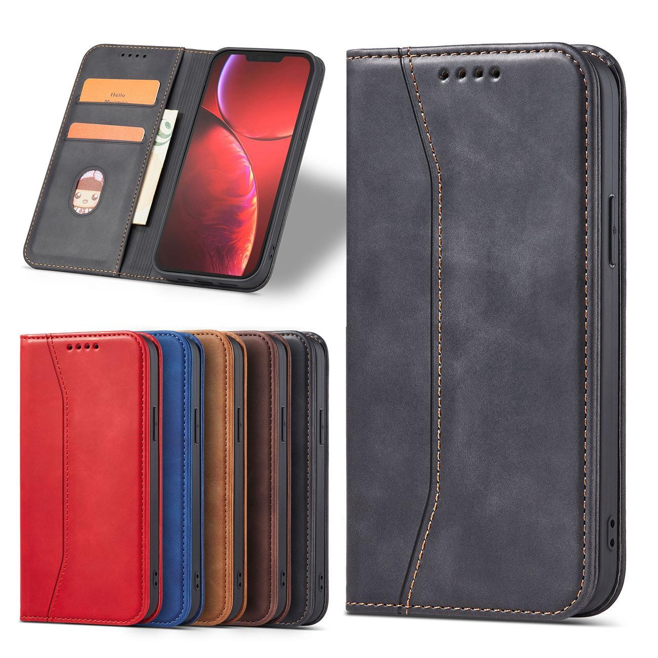 Magnet Fancy Case tapauksessa iPhone 14 Pro flip kansi lompakko jalusta musta