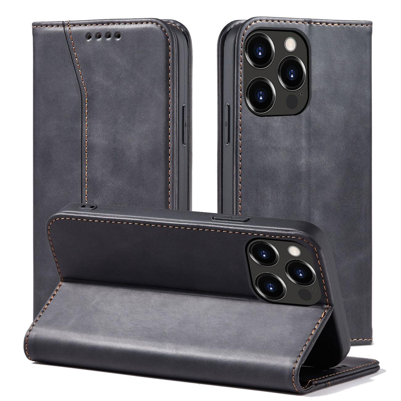 Magnet Fancy Case tapauksessa iPhone 14 Pro flip kansi lompakko jalusta musta