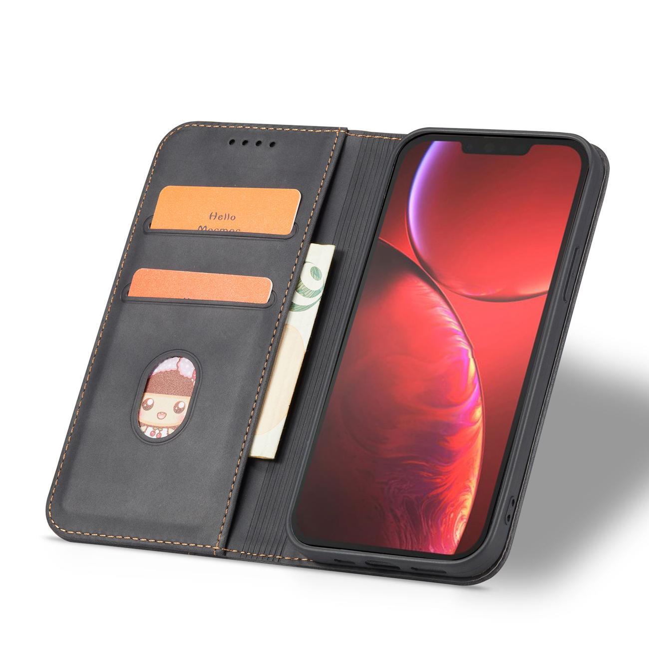 Magnet Fancy Case tapauksessa iPhone 14 Pro flip kansi lompakko jalusta musta