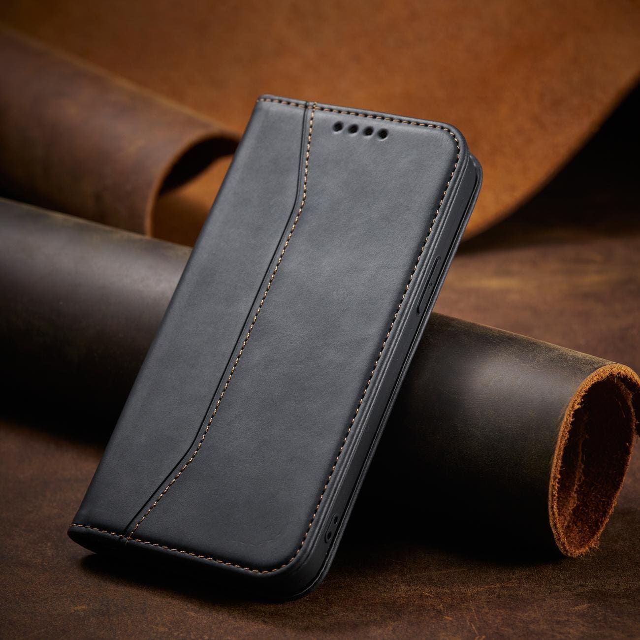 Magnet Fancy Case tapauksessa iPhone 14 Pro flip kansi lompakko jalusta musta