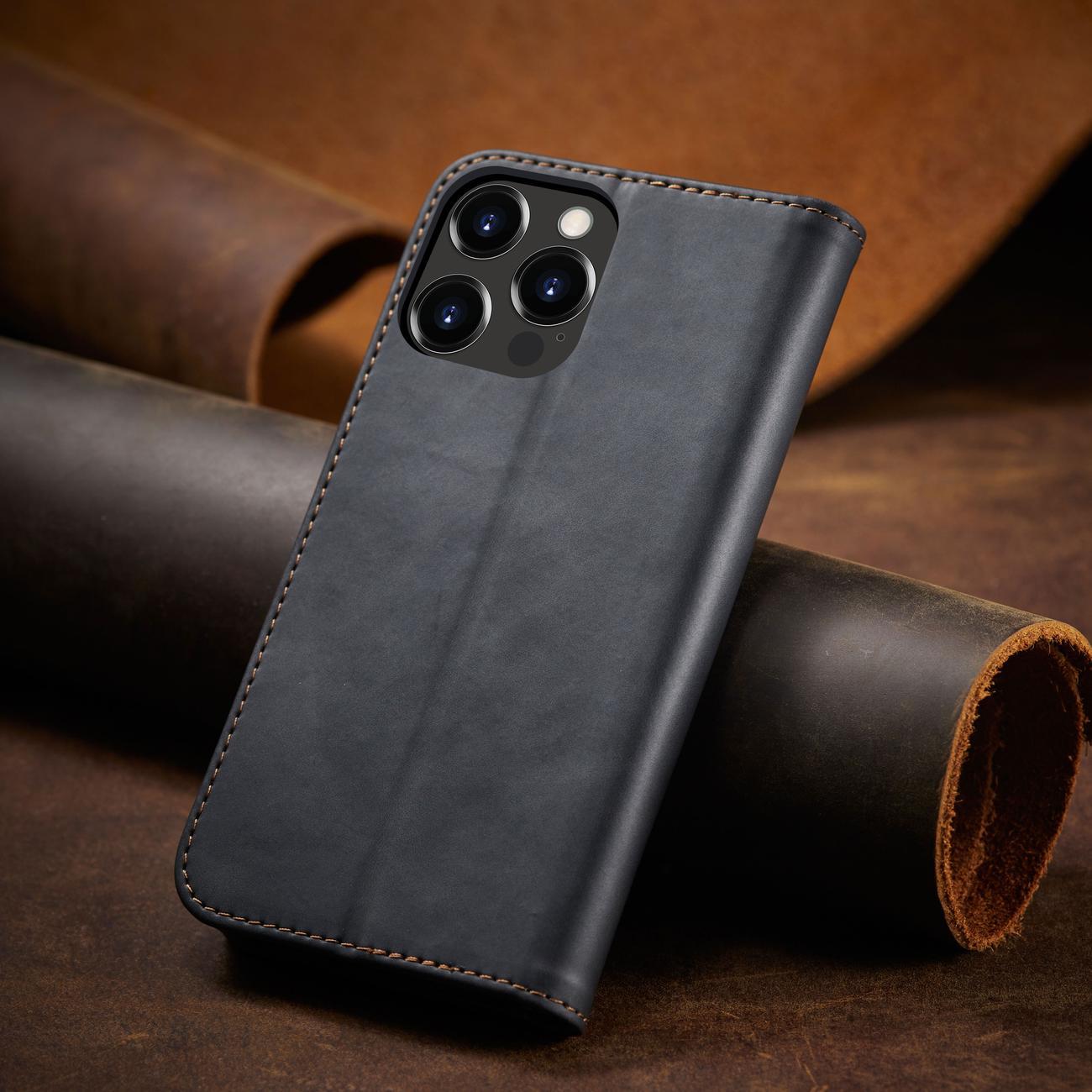 Magnet Fancy Case tapauksessa iPhone 14 Pro flip kansi lompakko jalusta musta