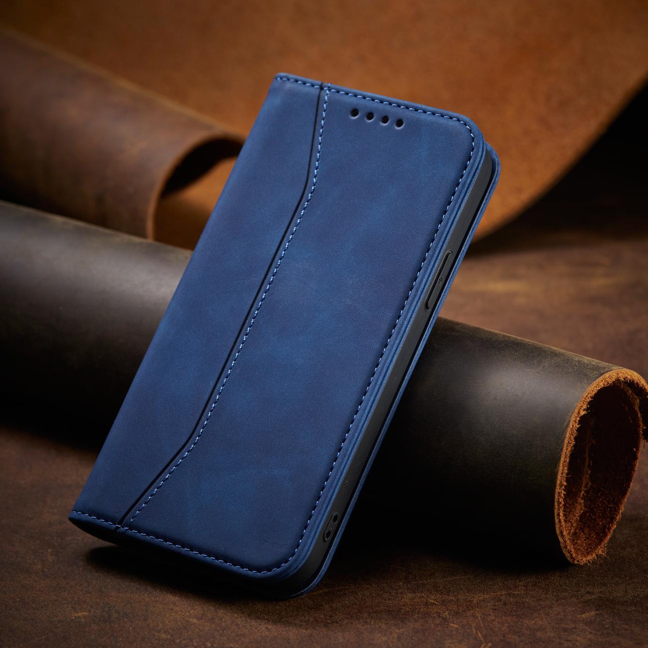 Magnet Fancy Case tapauksessa iPhone 14 Pro flip kansi lompakko jalusta sininen