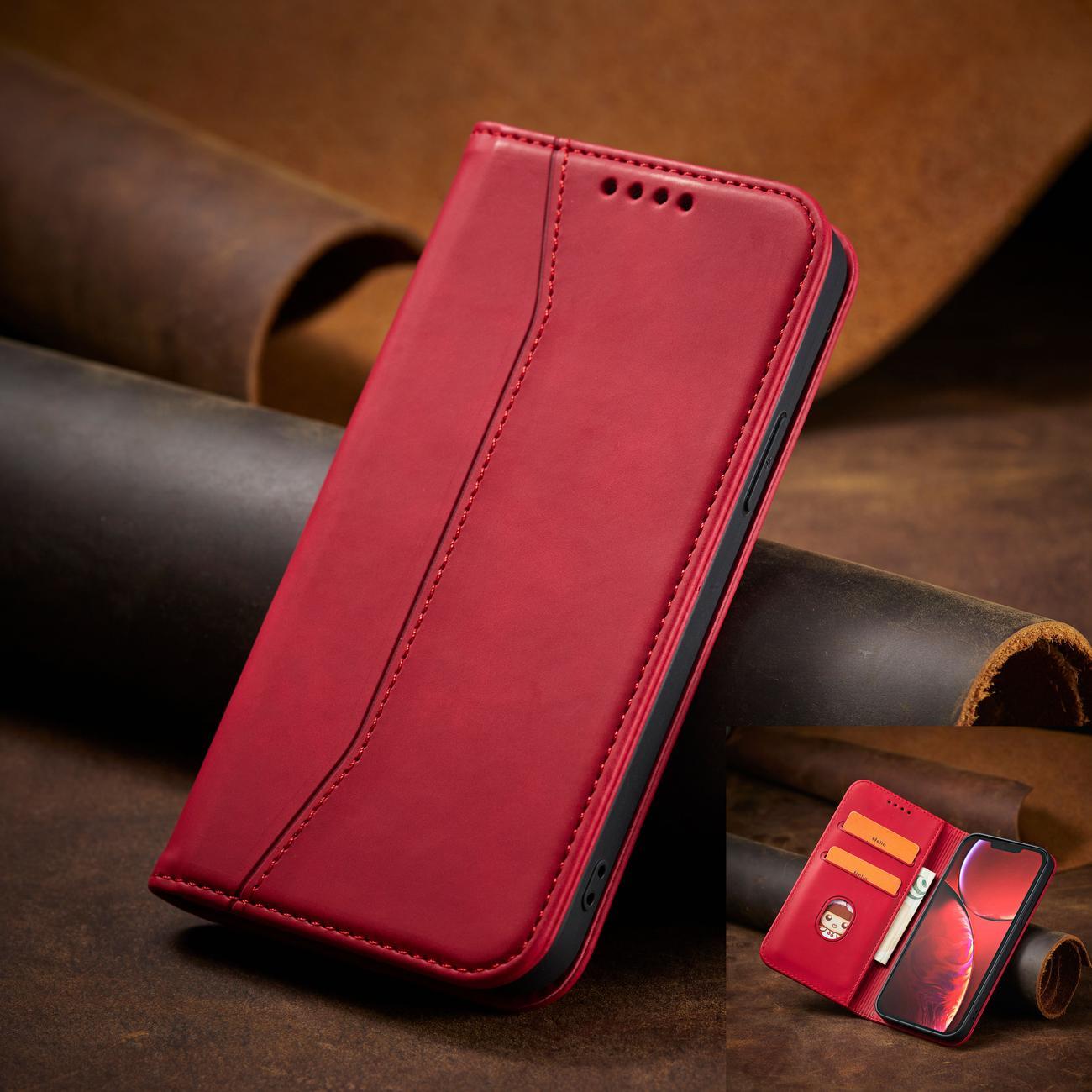 Magnet Fancy Case tapauksessa iPhone 14 Pro flip kansi lompakko jalusta punainen