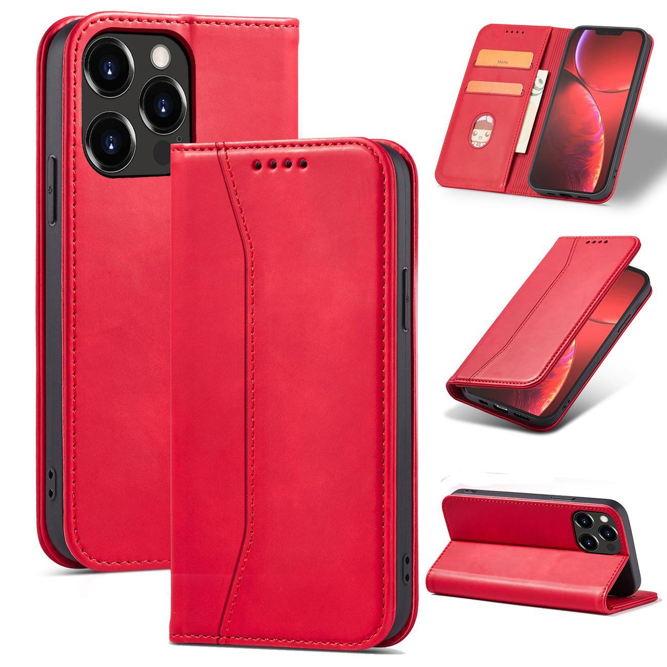 Magnet Fancy Case tapauksessa iPhone 14 Pro flip kansi lompakko jalusta punainen