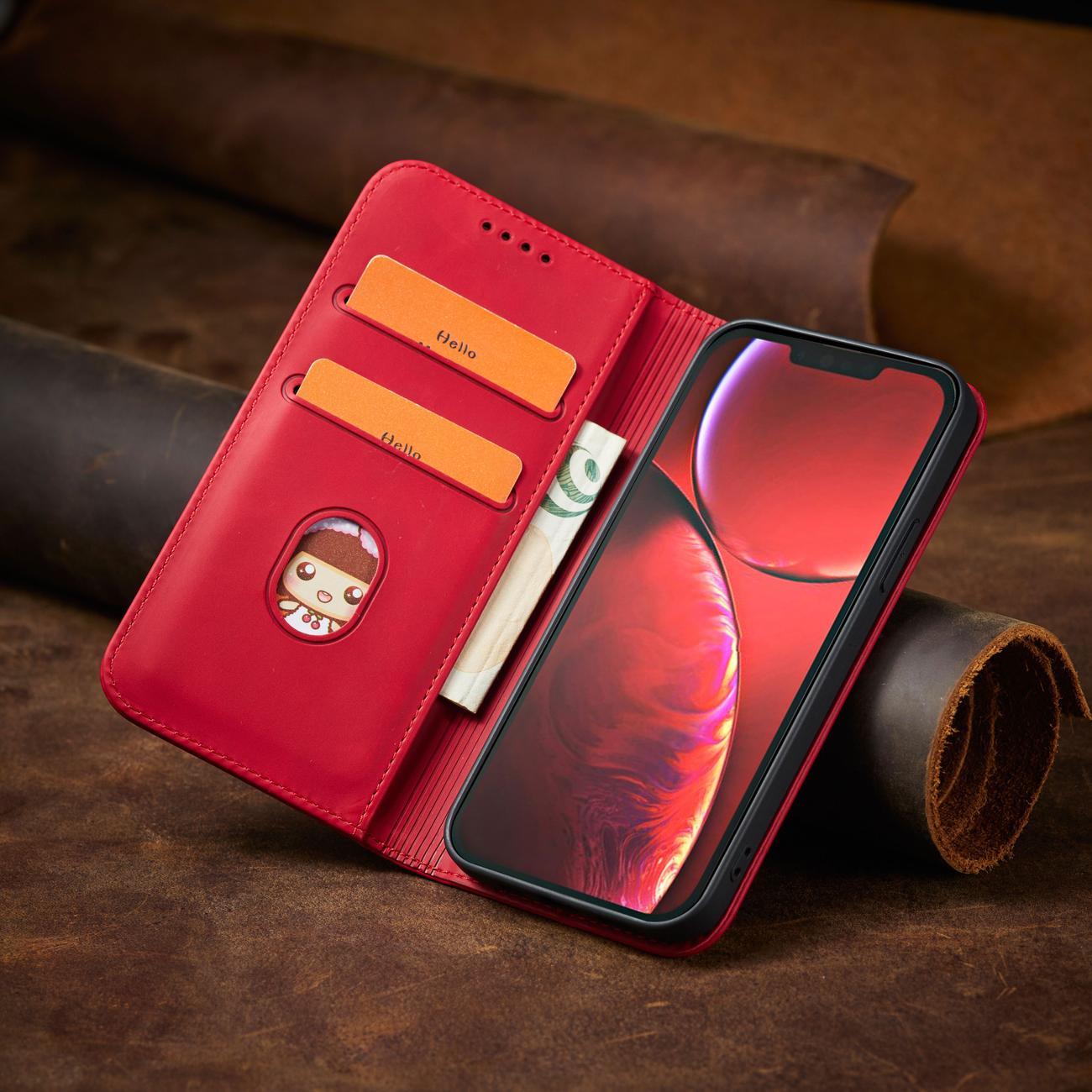 Magnet Fancy Case tapauksessa iPhone 14 Pro flip kansi lompakko jalusta punainen