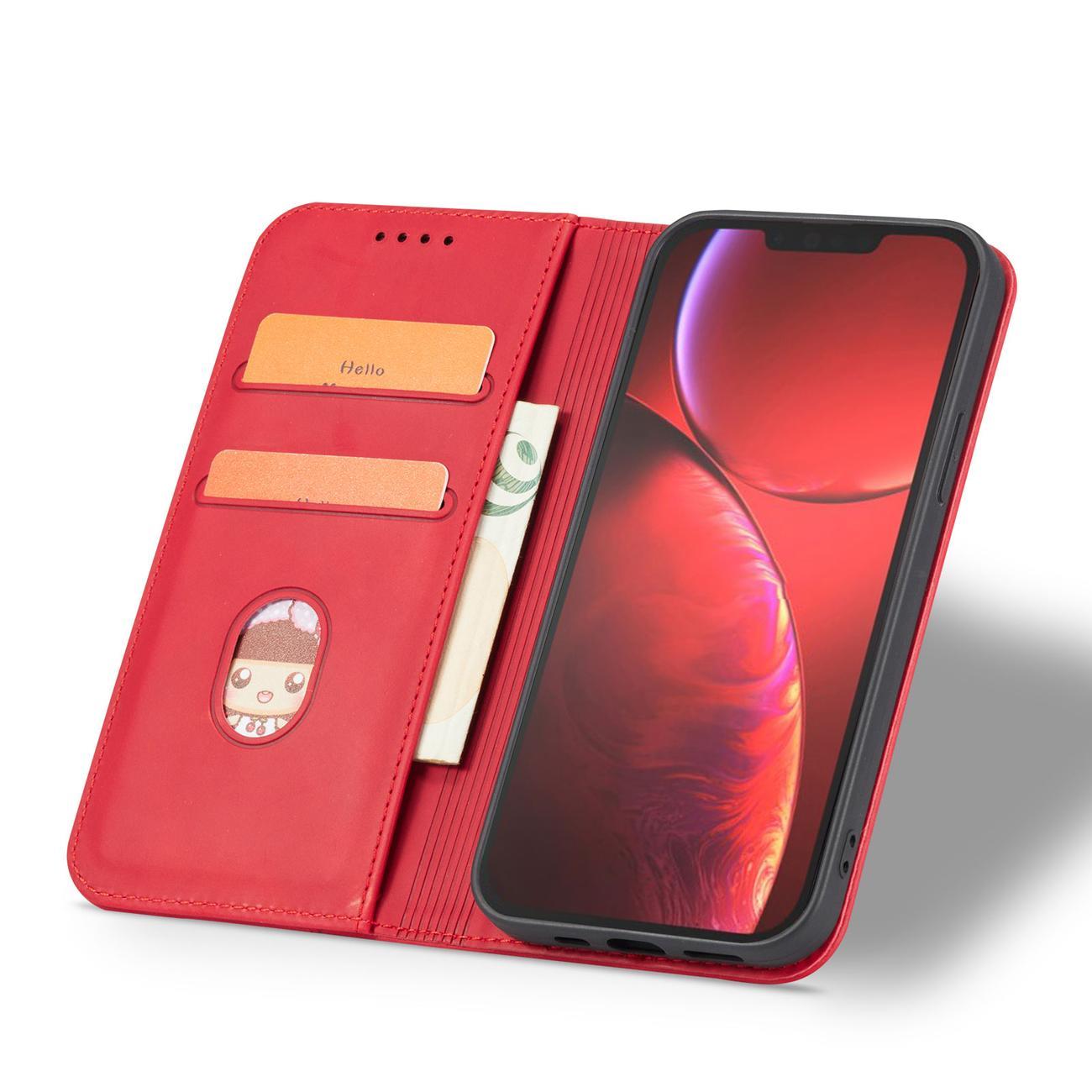 Magnet Fancy Case tapauksessa iPhone 14 Pro flip kansi lompakko jalusta punainen