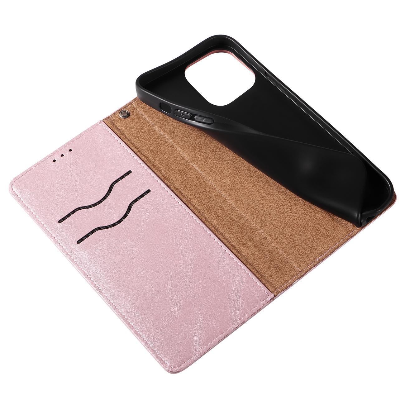 Magnet Hihna Kotelo Kotelo iPhone 14 Plus Flip Lompakko Mini Lanyard Stand Pinkki