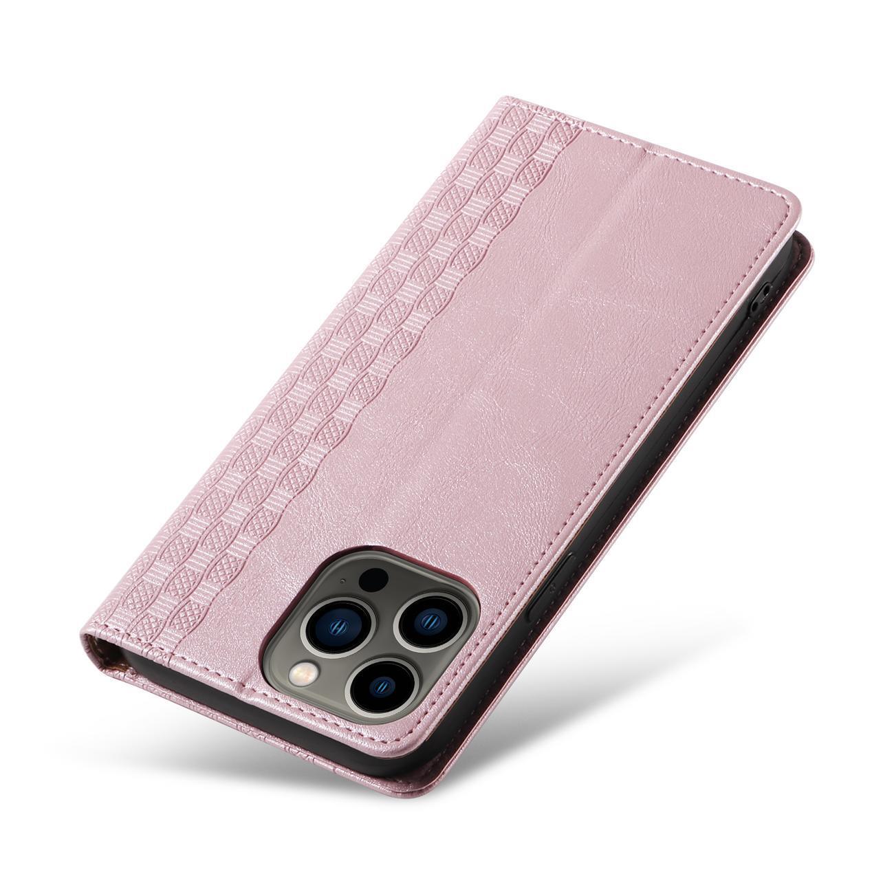 Magnet Hihna Kotelo Kotelo iPhone 14 Pro Flip Lompakko Mini Lanyard Stand Pinkki