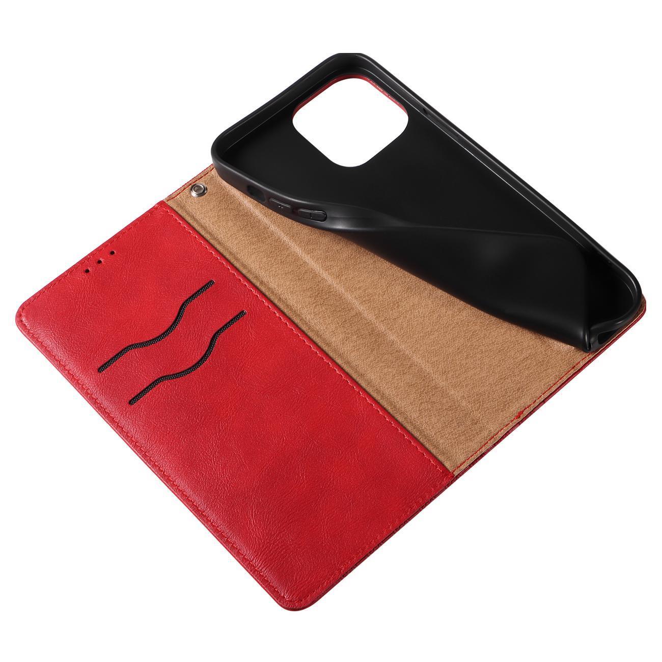 Magnet Hihna Kotelo Kotelo iPhone 14 Pro Max Flip Lompakko Mini Lanyard Stand Punainen