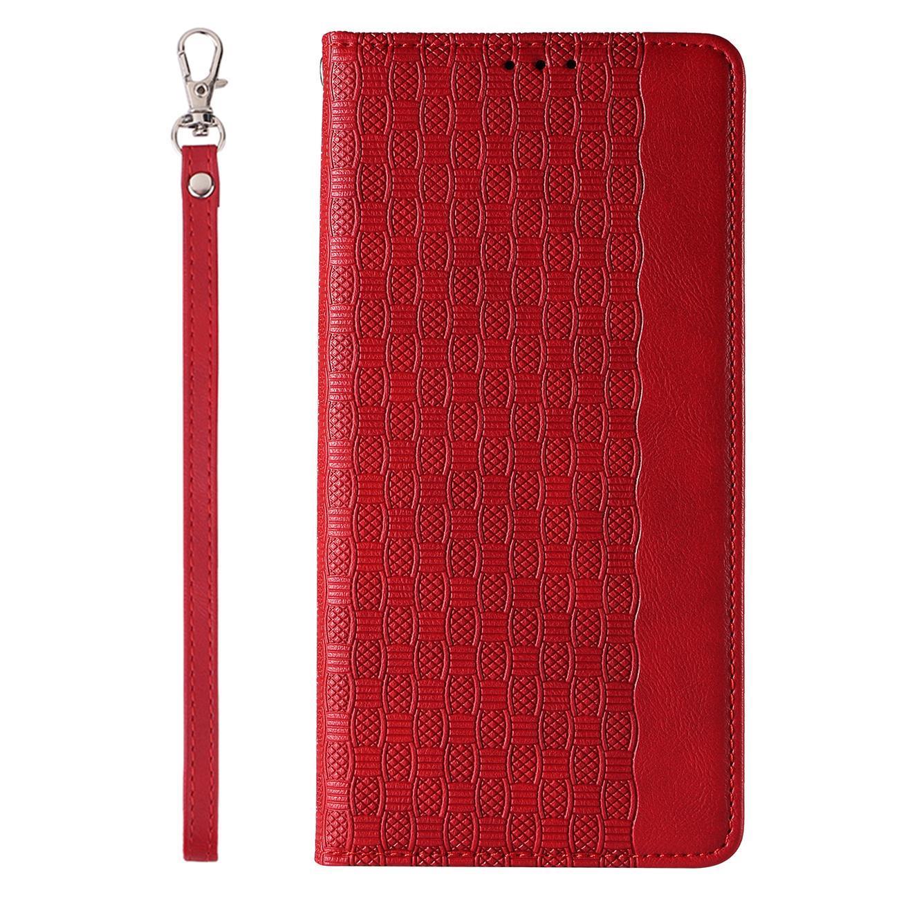 Magnet Hihna Kotelo Kotelo iPhone 14 Pro Max Flip Lompakko Mini Lanyard Stand Punainen