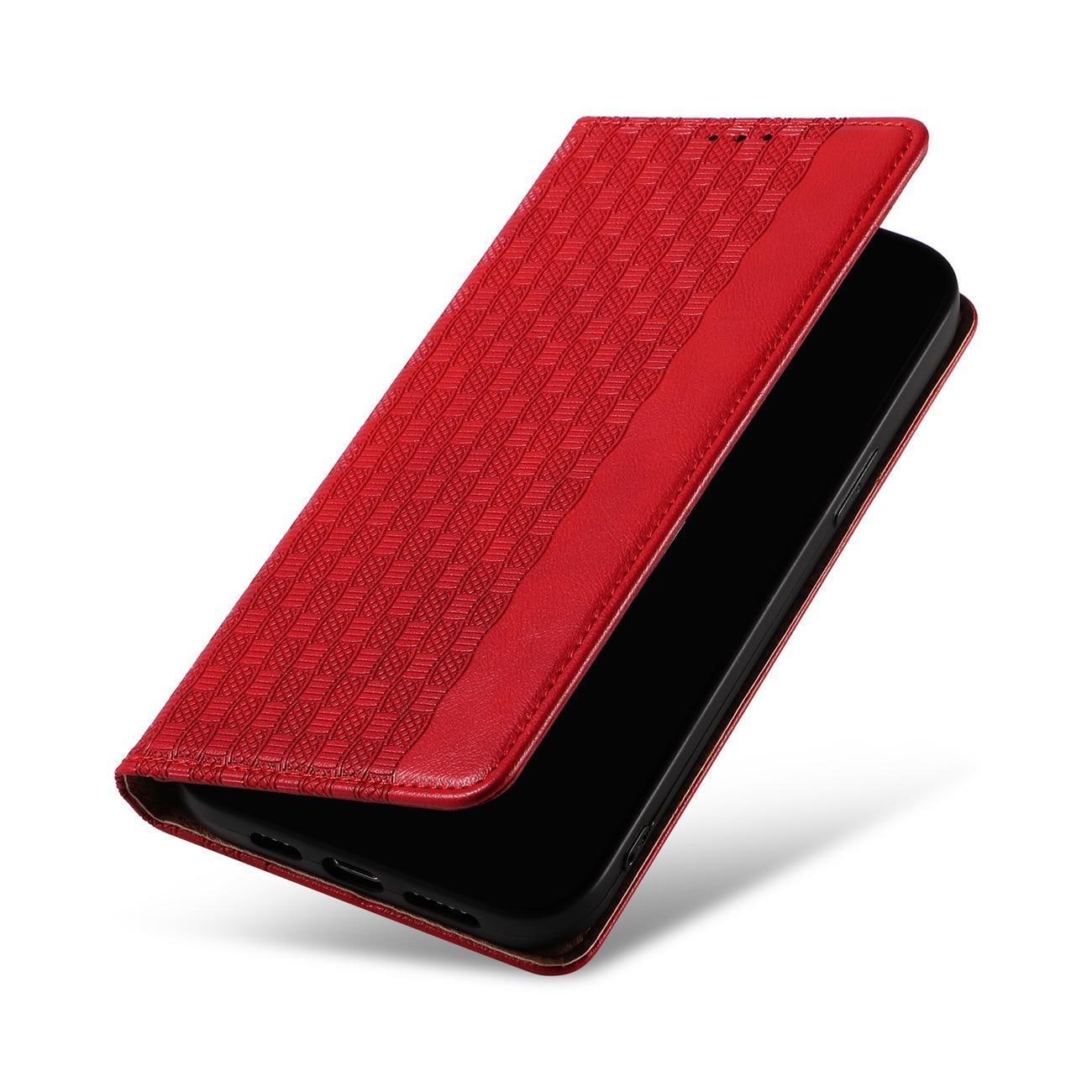 Magnet Hihna Kotelo Kotelo iPhone 14 Pro Max Flip Lompakko Mini Lanyard Stand Punainen