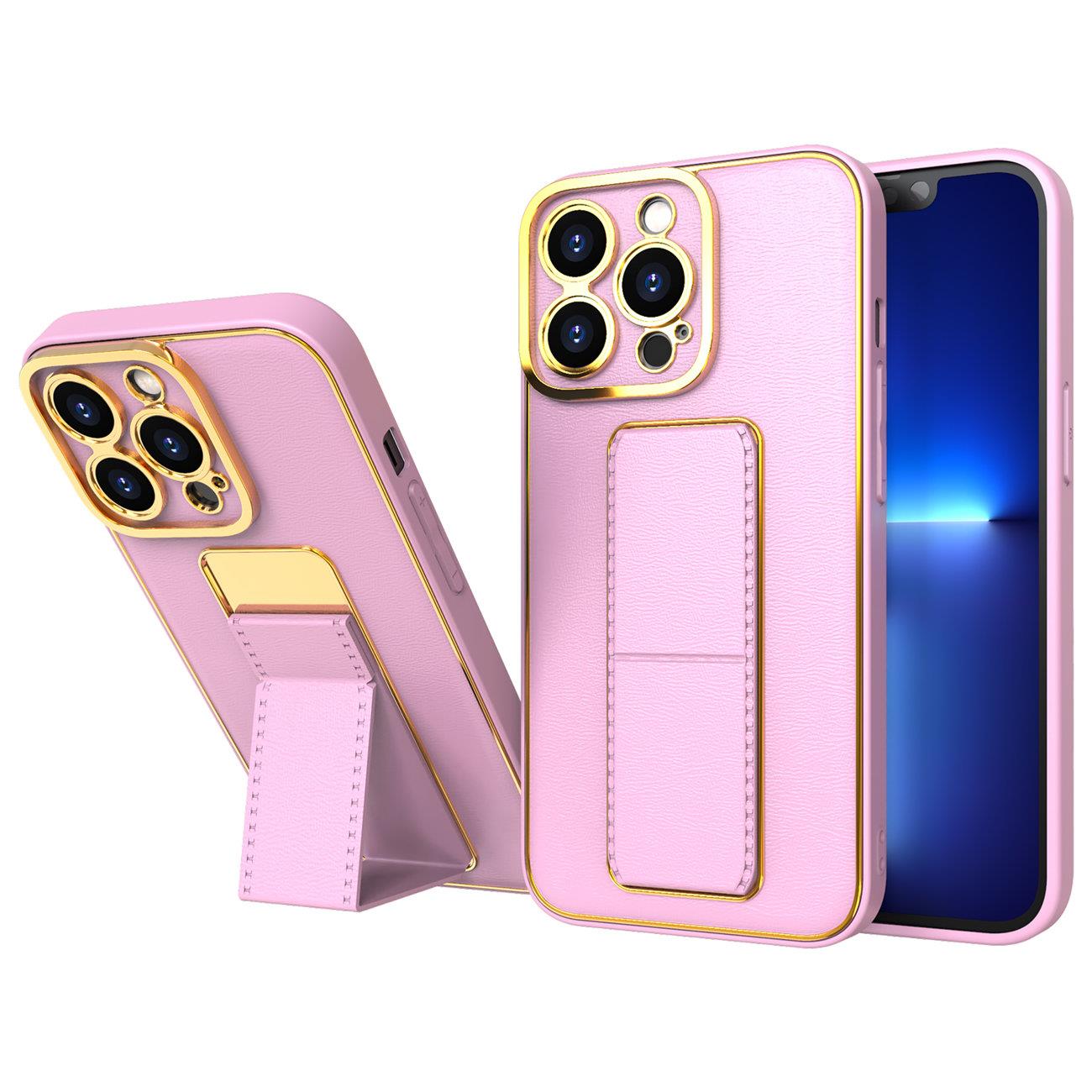 Uusi Kickstand Case tapauksessa iPhone 13 Pro jalustalla vaaleanpunainen
