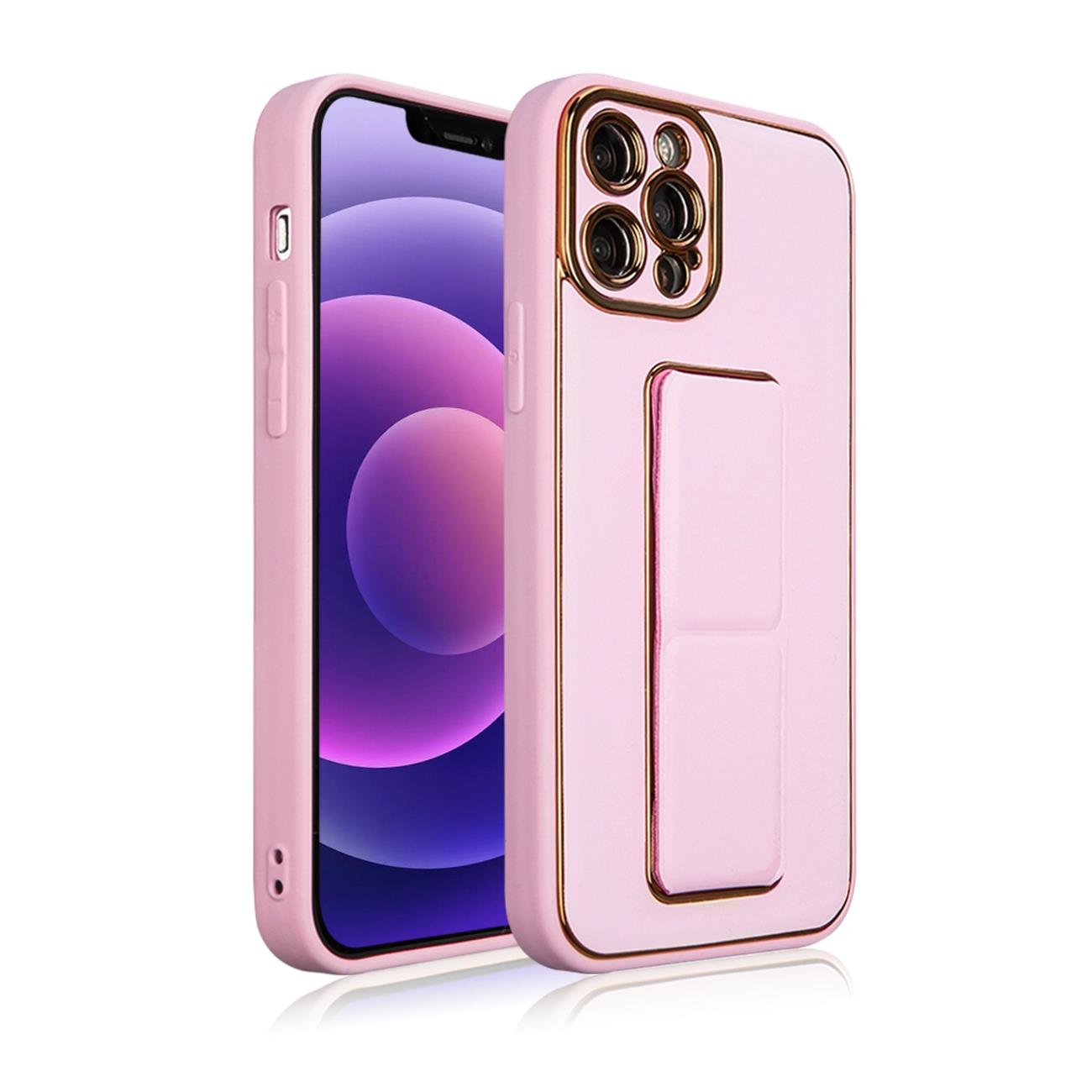 Uusi Kickstand Case tapauksessa iPhone 13 Pro jalustalla vaaleanpunainen