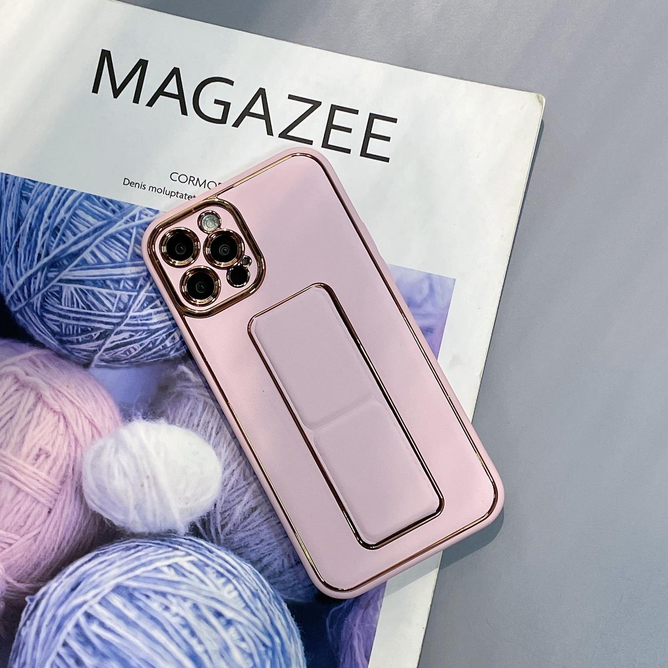 Uusi Kickstand Case tapauksessa iPhone 13 Pro jalustalla vaaleanpunainen