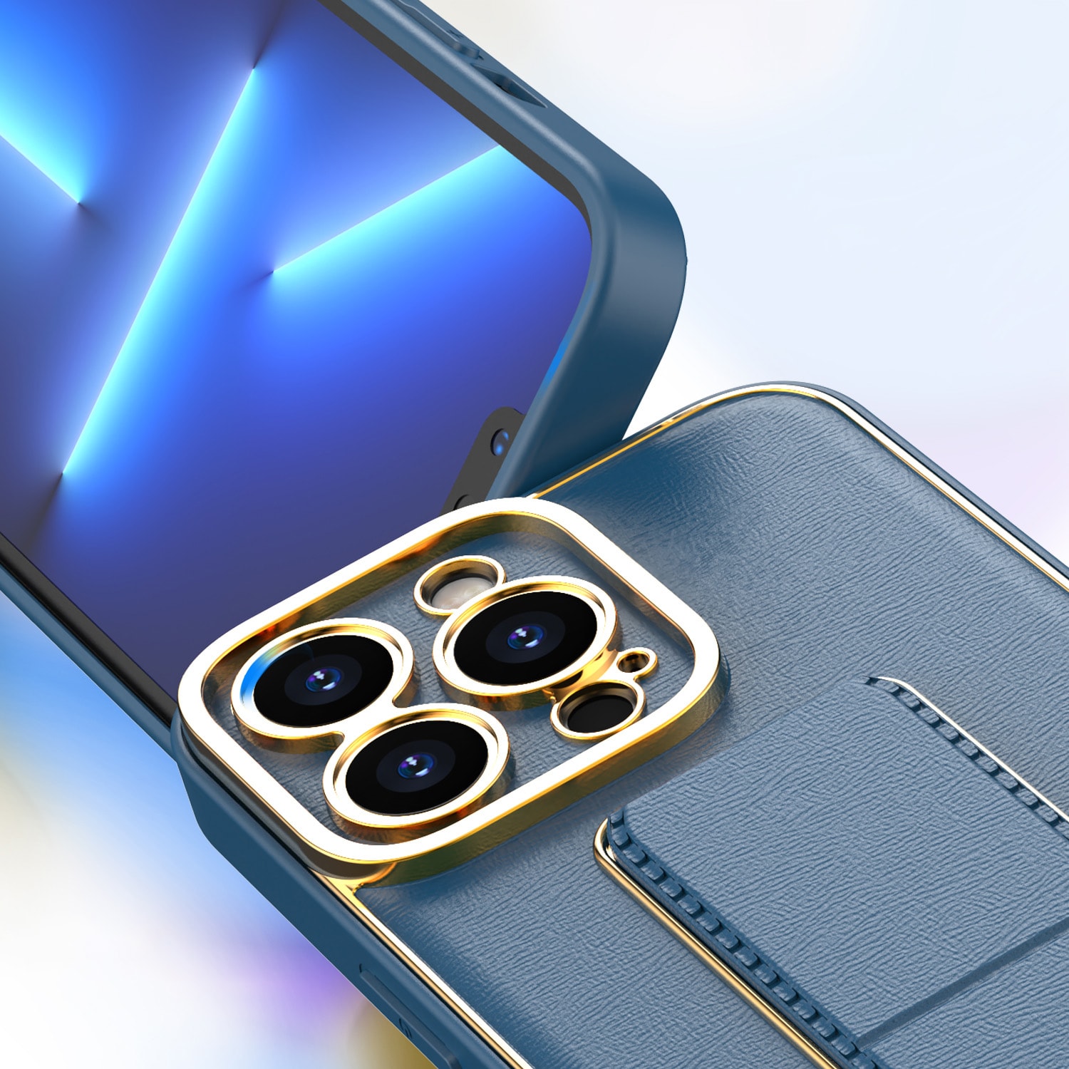 Uusi Kickstand Case tapauksessa iPhone 12 Pro jalusta sininen