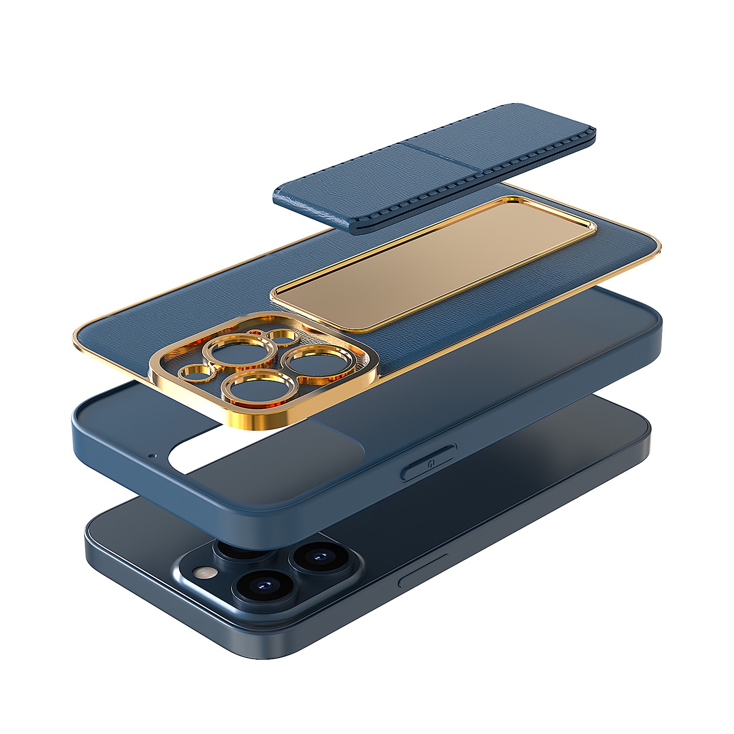 Uusi Kickstand Case tapauksessa iPhone 12 Pro jalusta sininen