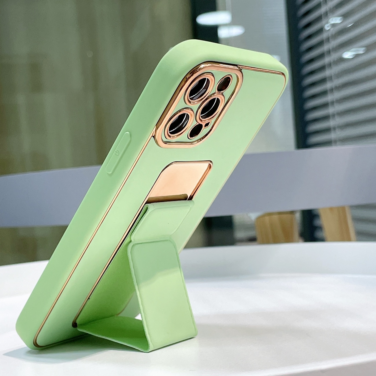 Uusi Kickstand Case tapauksessa iPhone 12 Pro jalusta sininen