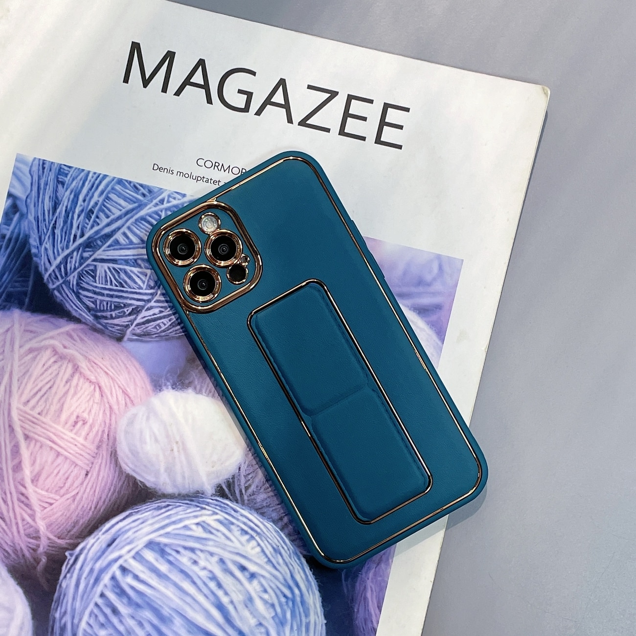 Uusi Kickstand Case tapauksessa iPhone 12 Pro jalusta sininen