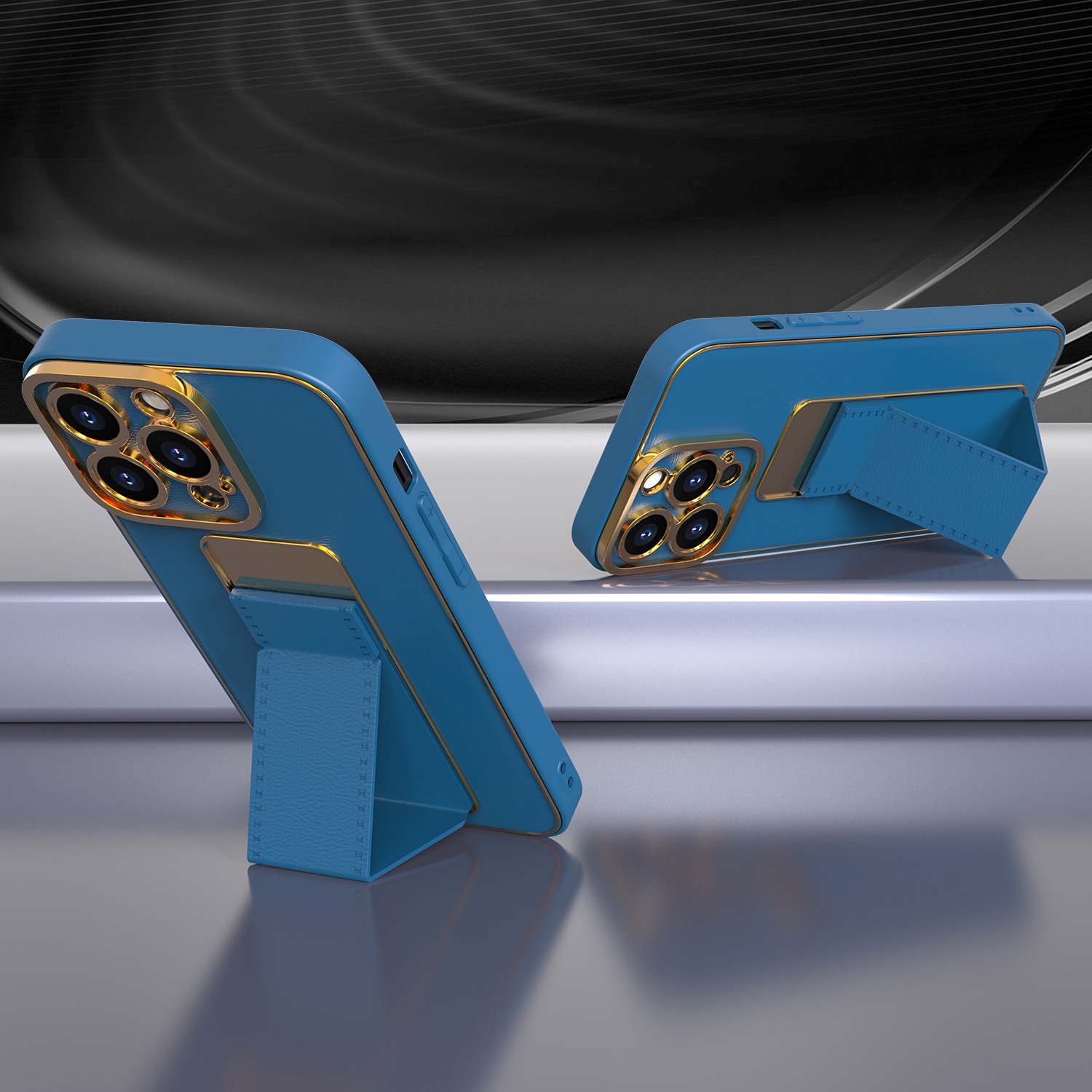 Uusi Kickstand Case tapauksessa iPhone 12 Pro jalusta sininen