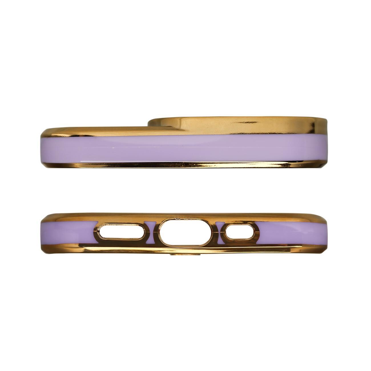 Muoti Kotelo iPhone 12 Pro Gold Frame Gel Cover Purppura