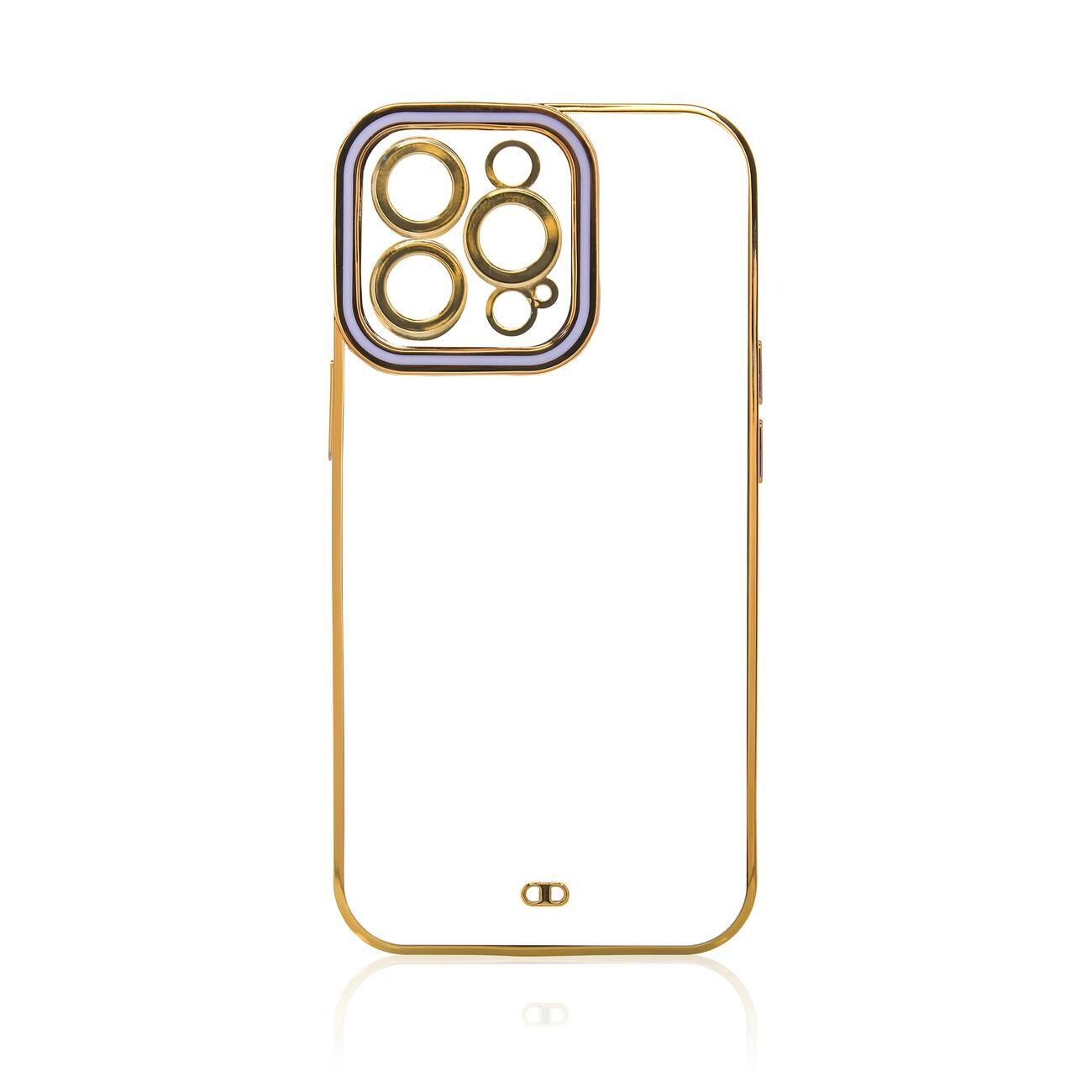Muoti Kotelo iPhone 12 Pro Gold Frame Gel Cover Purppura