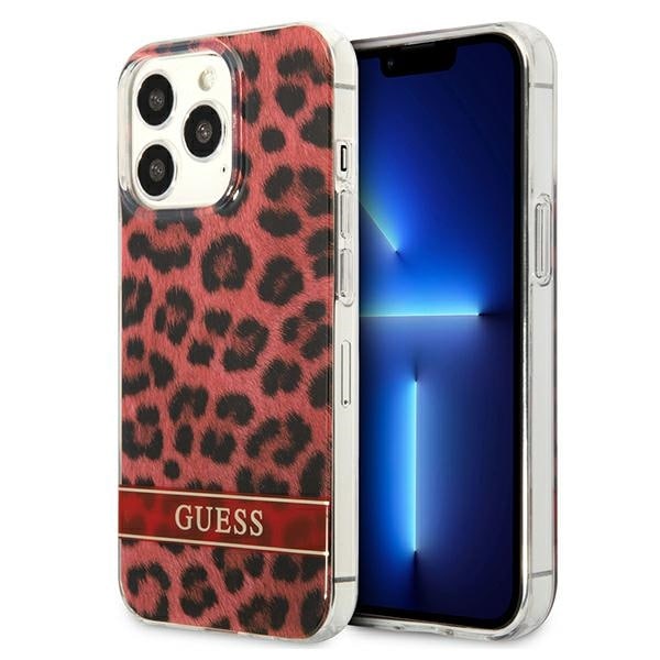 Guess GUHCP13LHSLEOR iPhone 13 Pro / 13 6.1" punainen/punainen kiintokotelo Leopardi