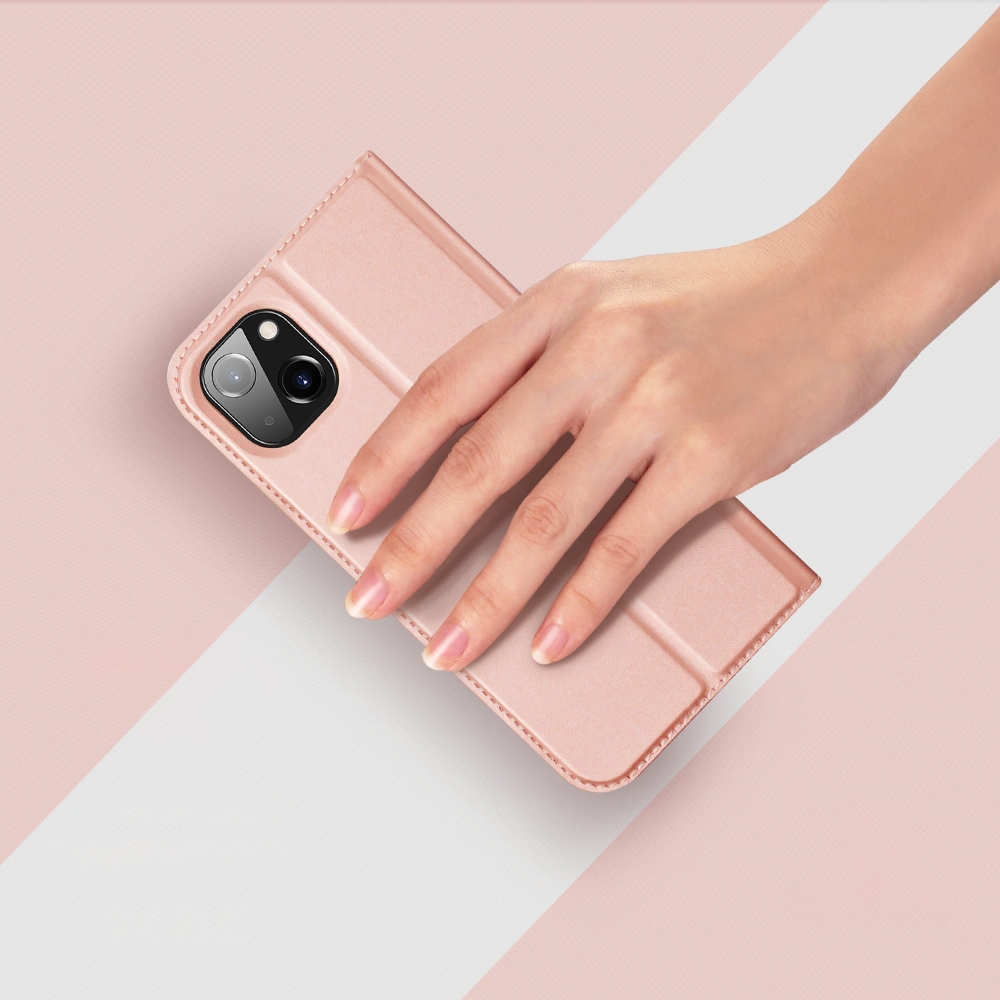 Dux Ducis Skin Pro Holster Flip Cover for iPhone 14 Plus vaaleanpunainen